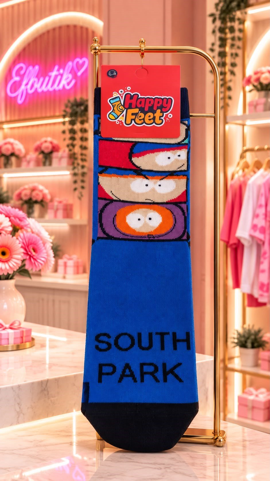 Mavi South Park Karakter Desenli Çorap