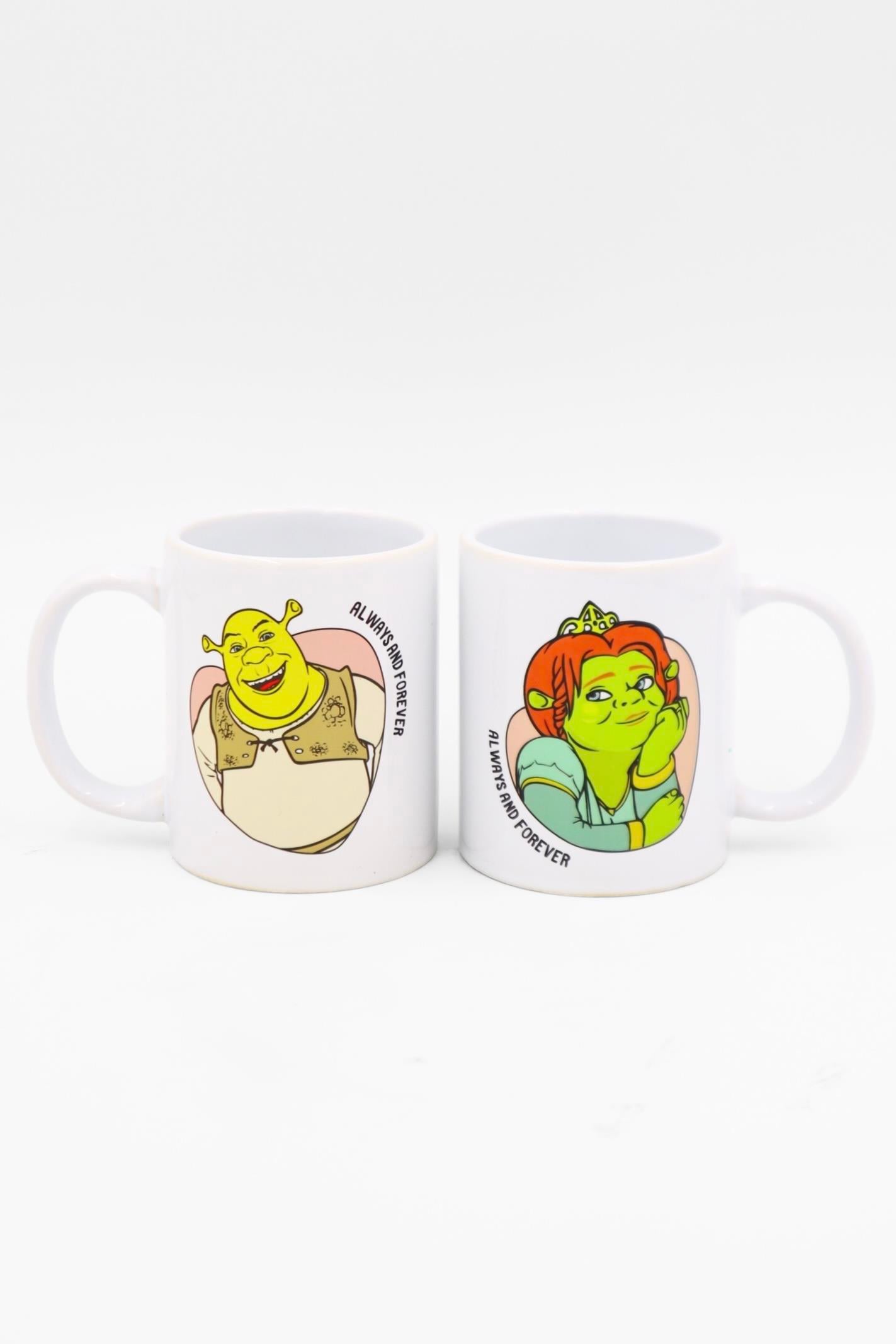 Beyaz Shrek & Fiona Çift Kupa