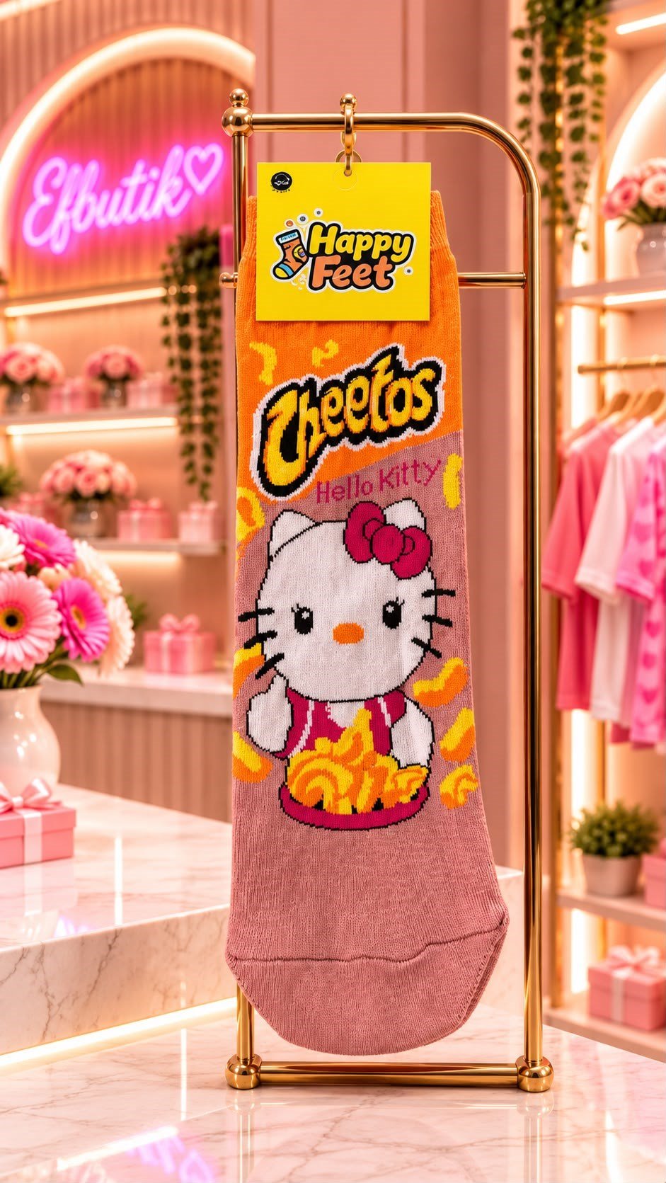 Hello Kitty Cheetos Desenli Esprili Çorap