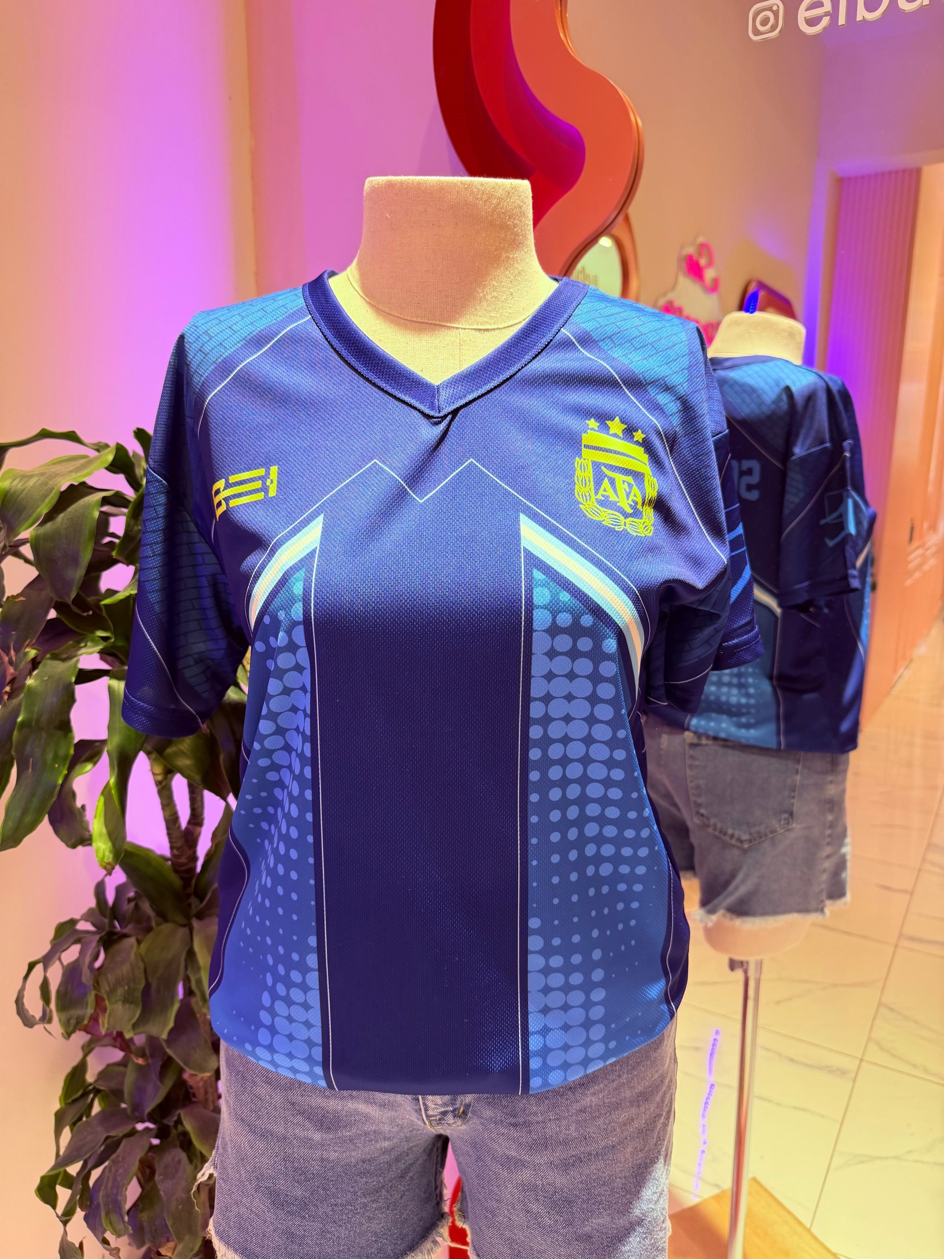 Lacivert V Yaka Argentina Jersey T-Shirt