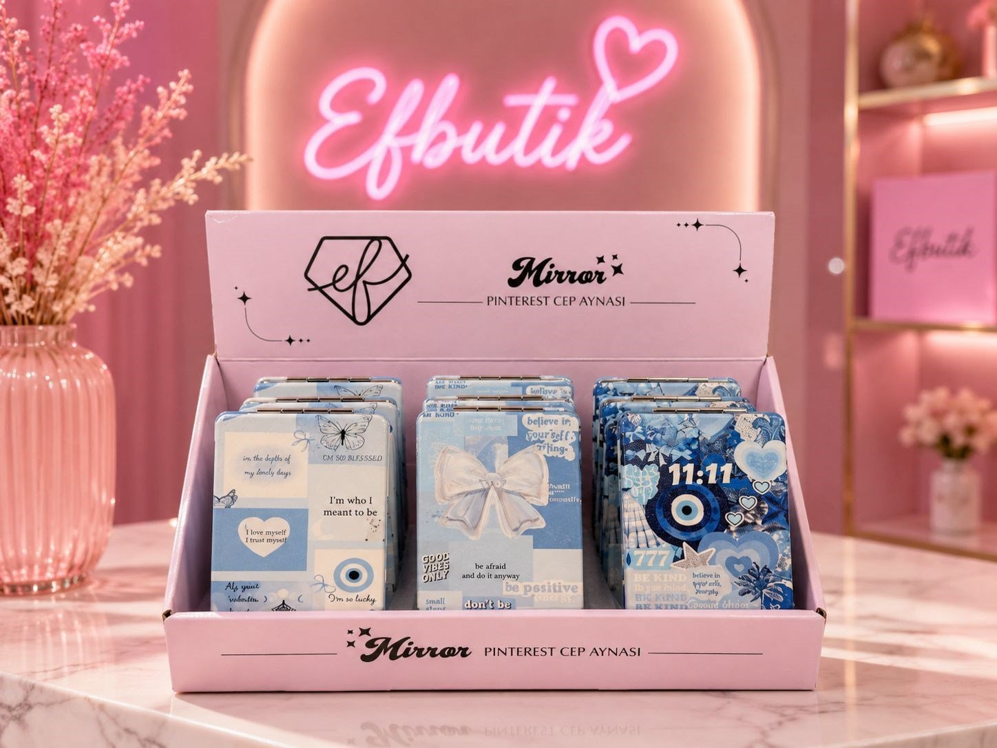 Mavi Cool Girl Cep Aynası 