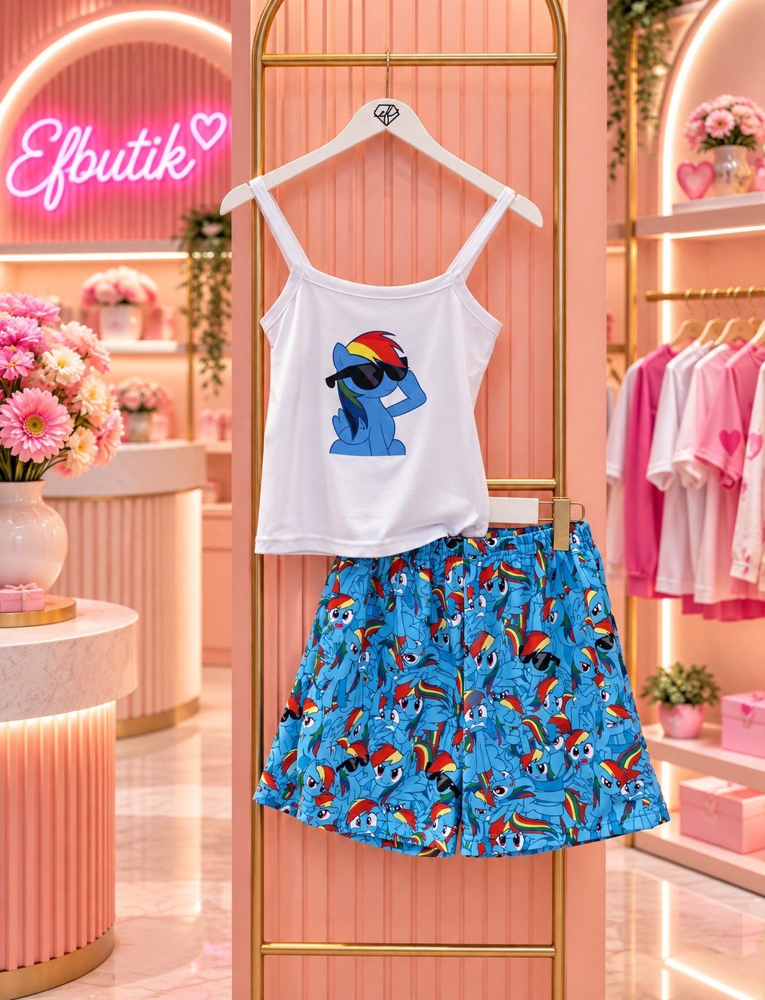 Mavi My Little Pony Rainbow Dash Şortlu Pijama Takımı