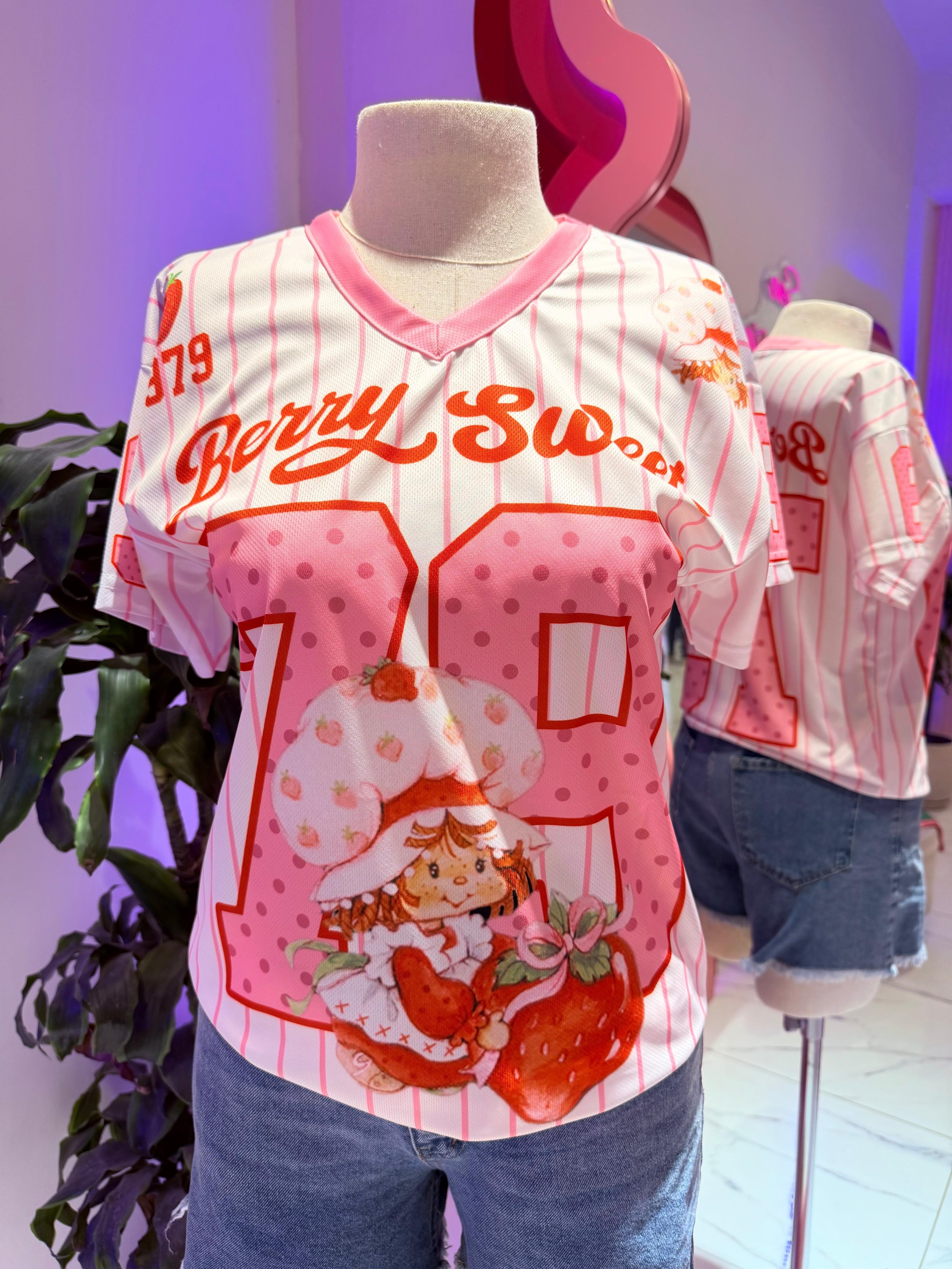 Pembe V Yaka  Berry Sweat Jersey T-Shirt 