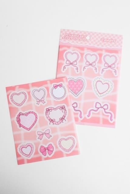 Pink Heart Sheet 2l'li Sticker Set 