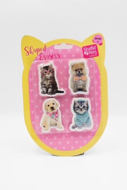 Sarı Studio Pets 4'lü Silgi Seti Seti