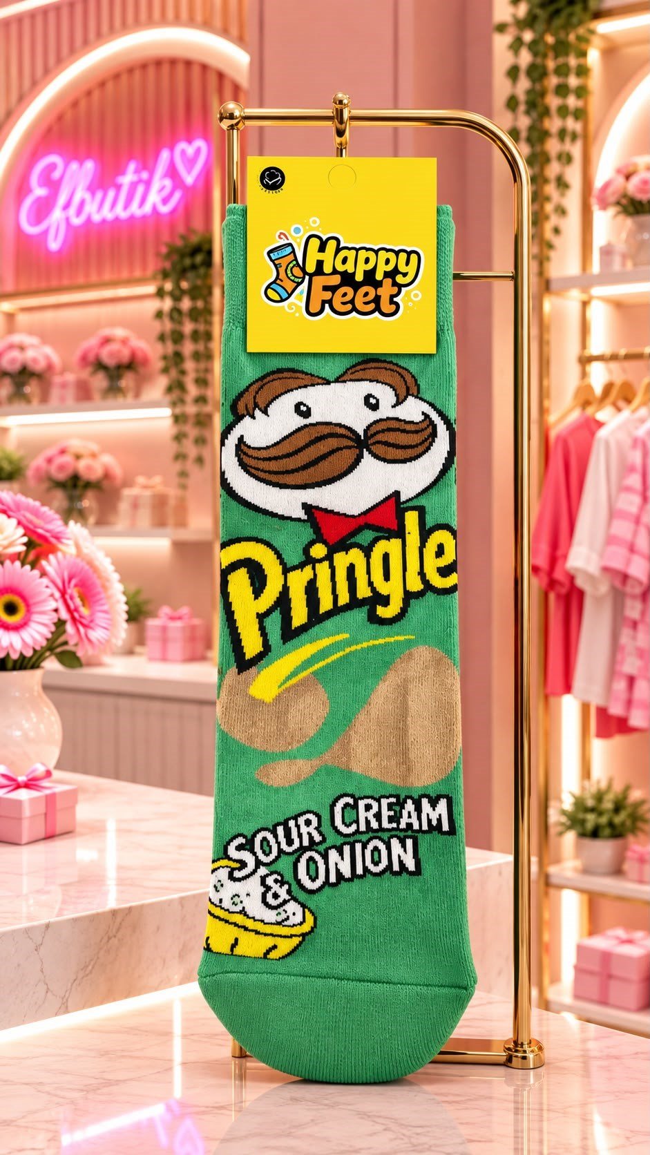 Yeşil Pringles Sour Cream & Onion  Uzun Çorap