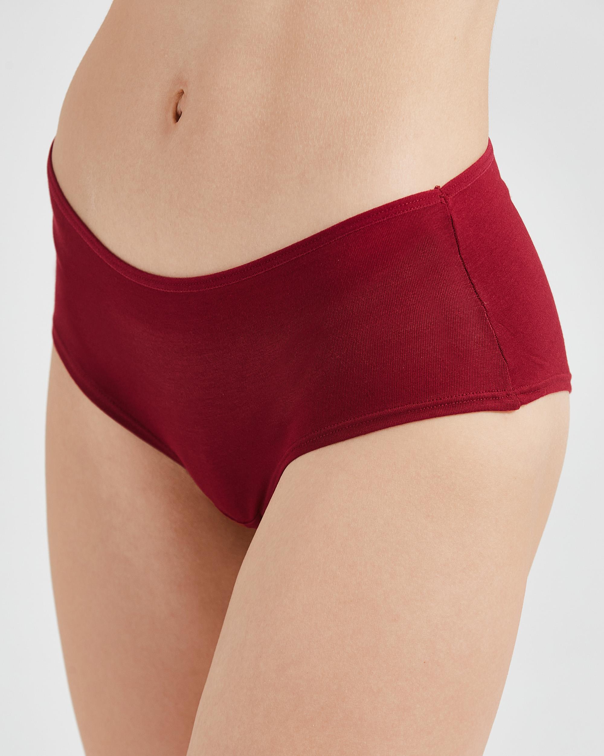 2'li Bambu Hipster Slip Külot Bordo Krem