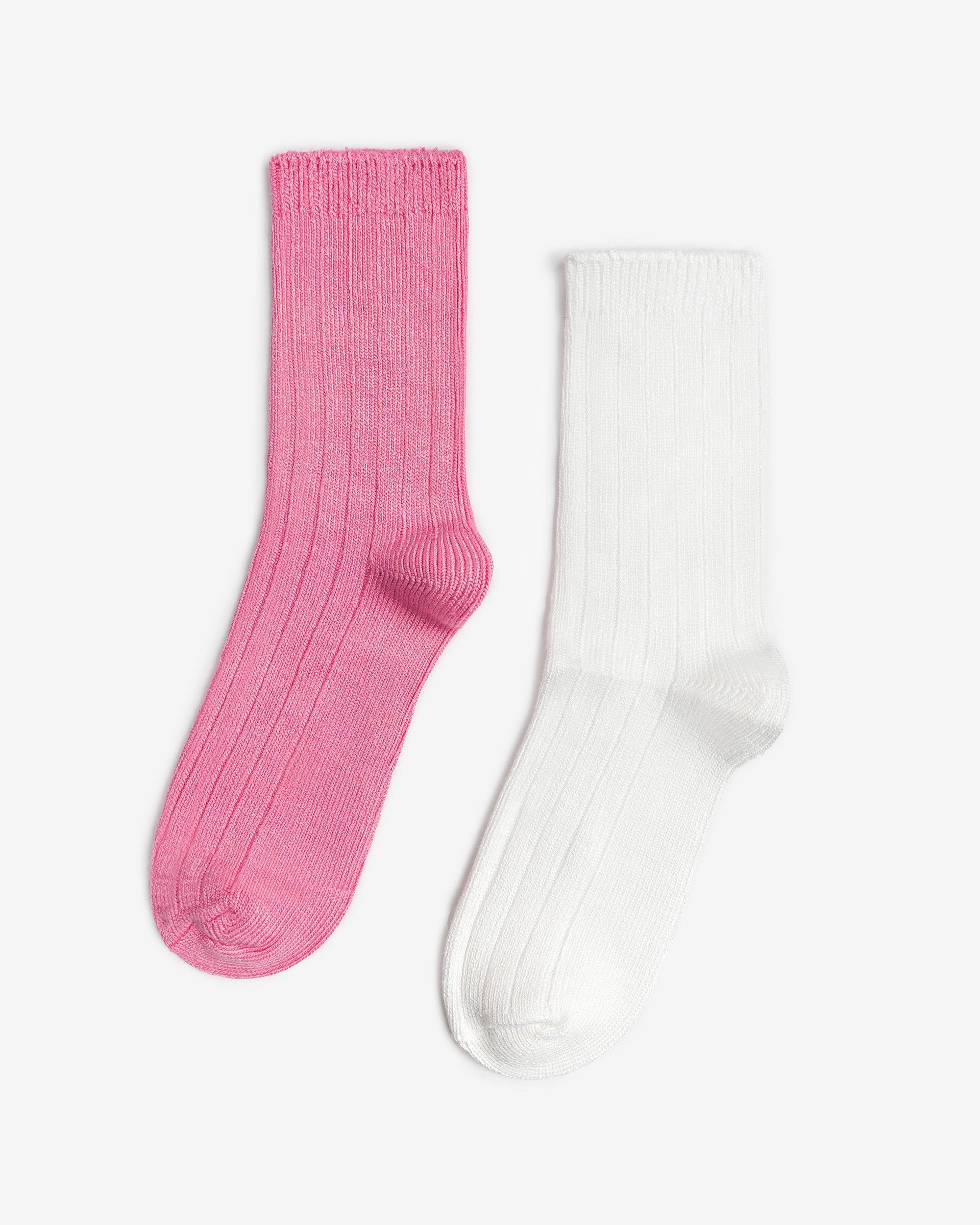 2'li Soft Bambu Fitilli Beyaz Pembe Kadın Soket Çorap