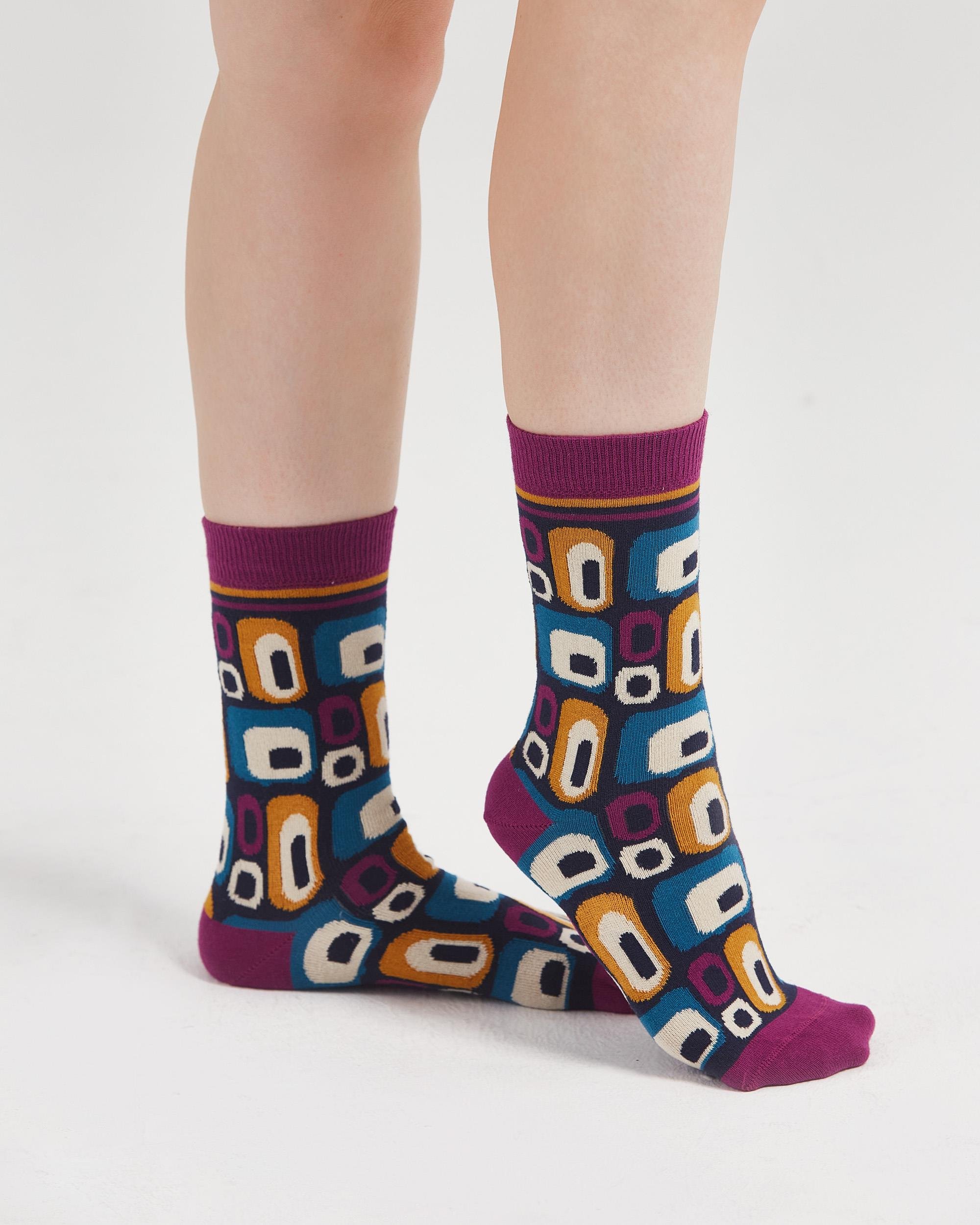 70S Vibes Retro Desenli Çorap