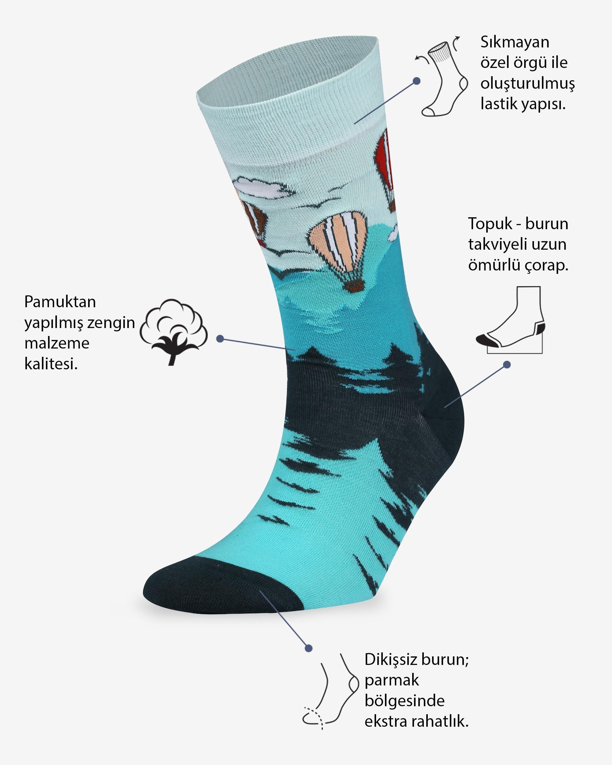 Balon Desenli Eşi Farklı Çorap
