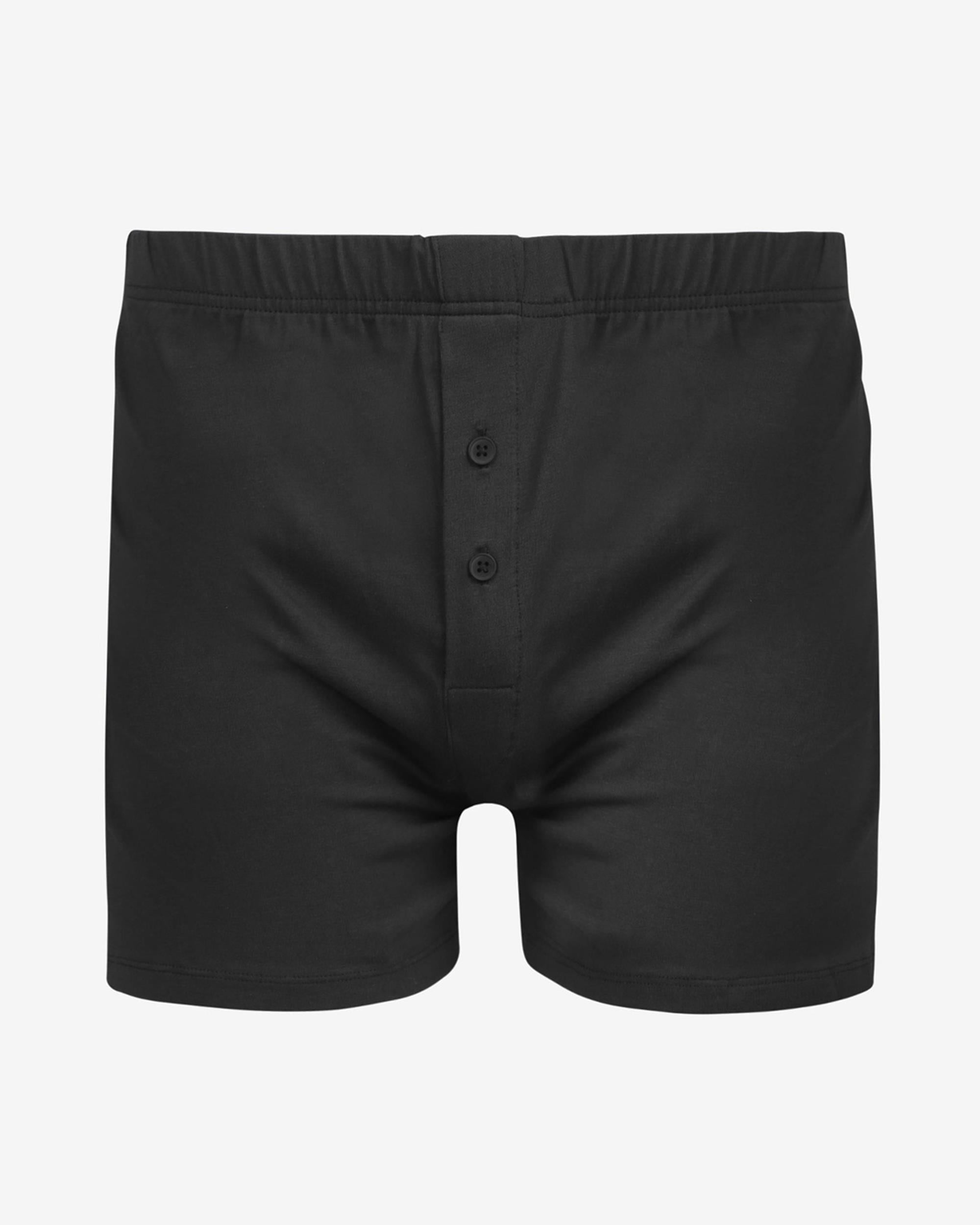 Düğmeli Siyah Erkek Boxer
