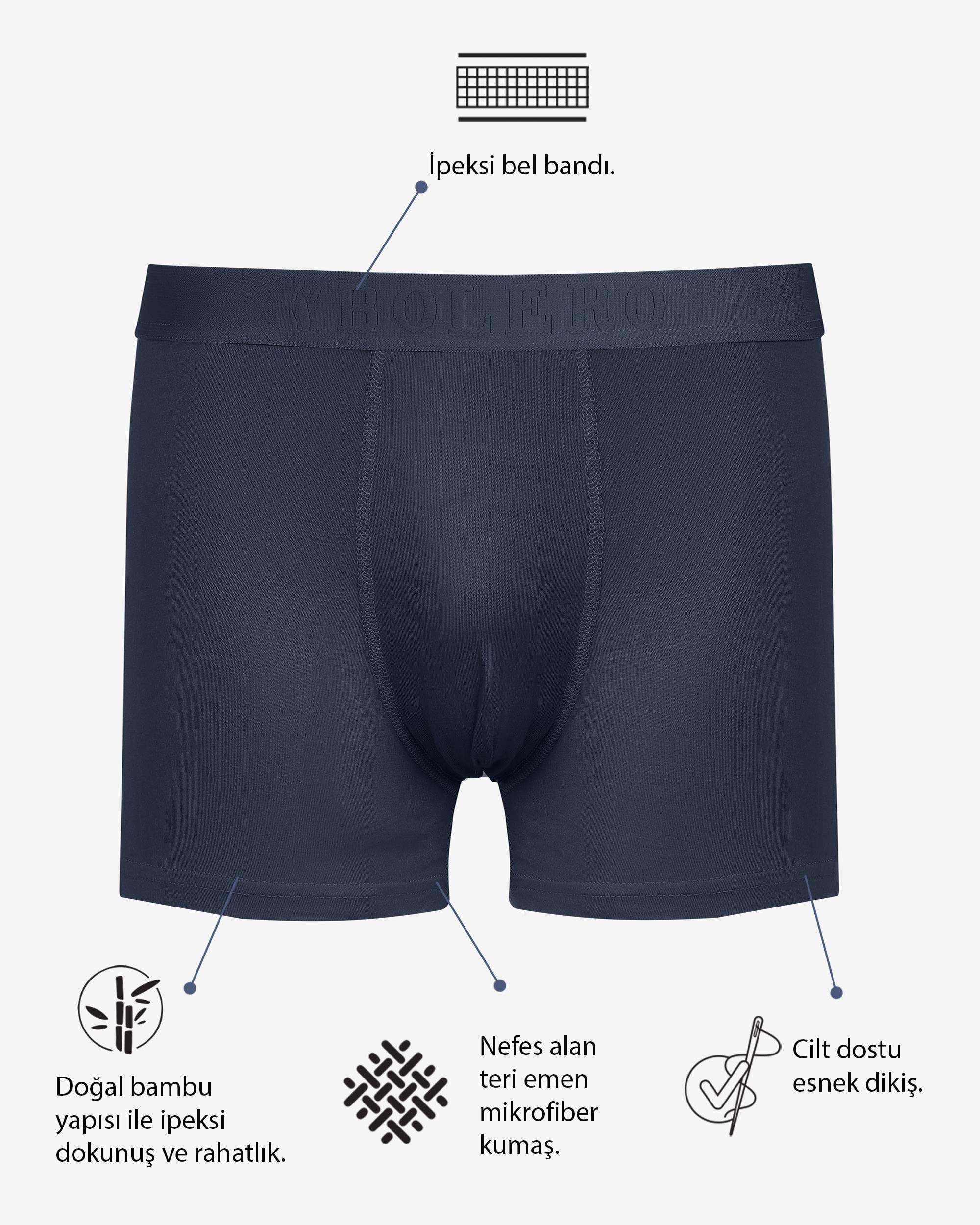 Erkek Rahat Bambu Boxer Lacivert