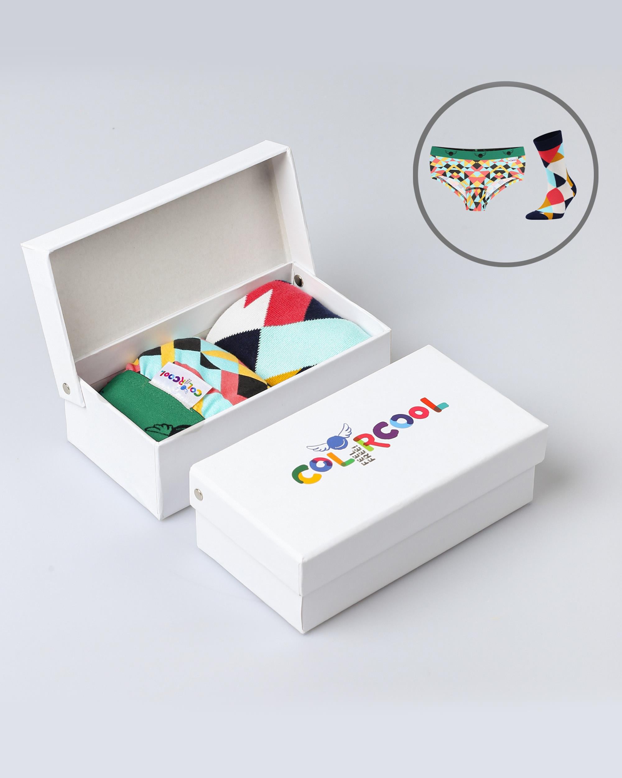 Geometric Retro Desen Hipster ve Çorap