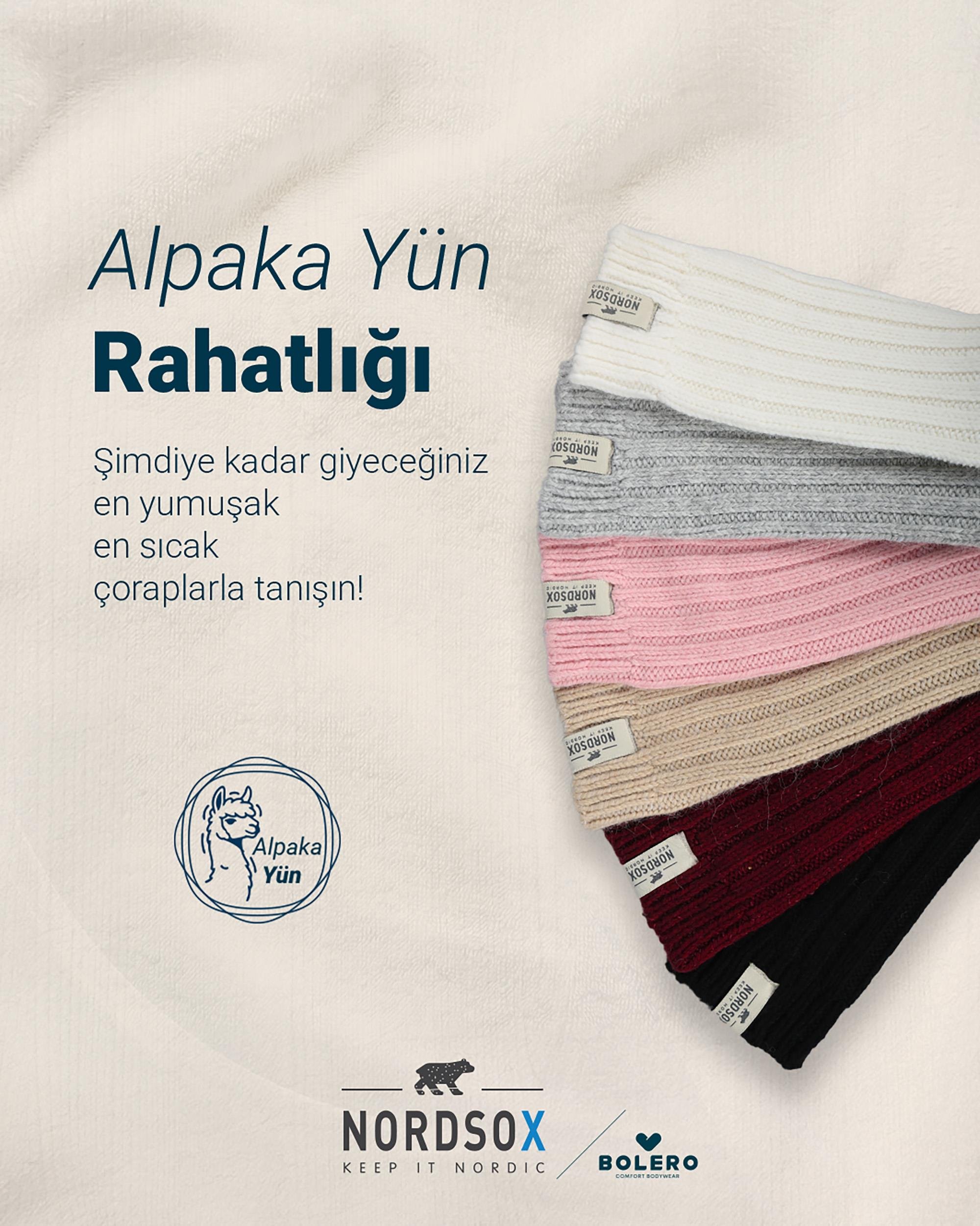 Kadın Alpaka Kışlık Yün Çorap Bej