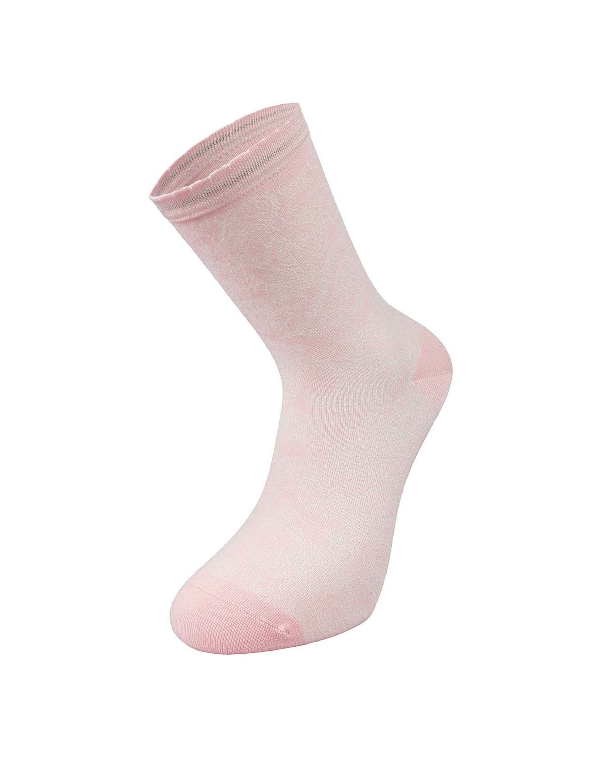 Kadın Premium Dikişsiz Bambu Çorap Şal Desen Pembe