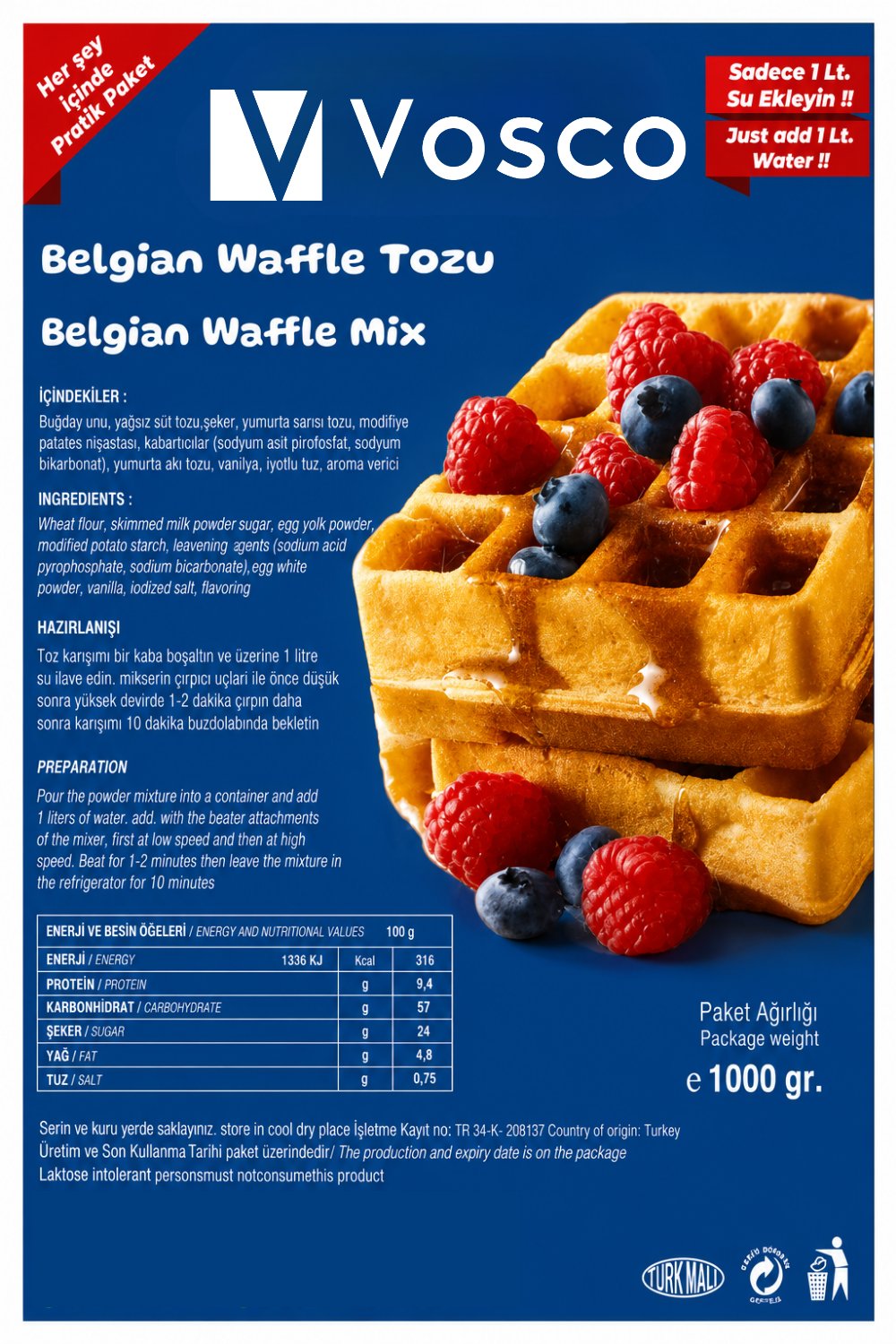 VOSCO BELÇİKA WAFFLE TOZU
