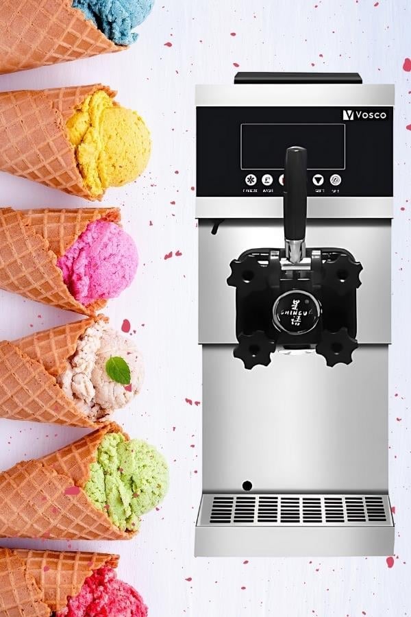 Vosco Pro Silver Soft Dondurma Makinesi Set Üstü (Tek Kollu)