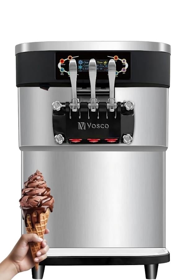 Vosco Pro Soft Dondurma Makinesi Set Üstü (Üç Kollu)
