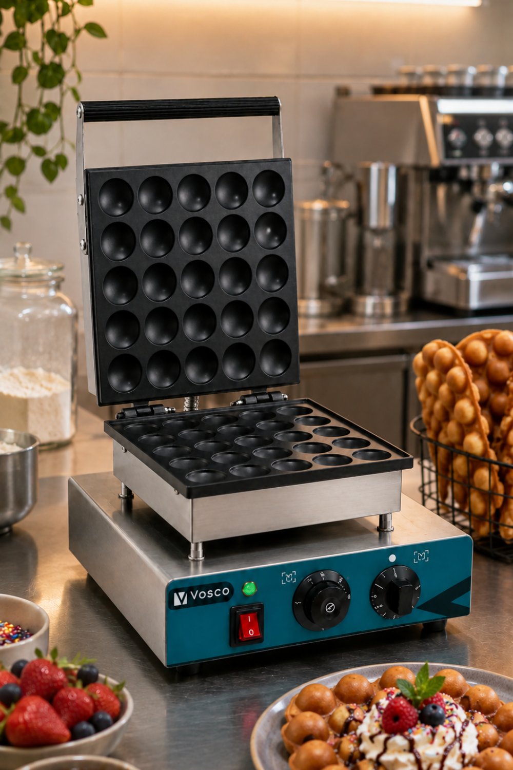 Vosco Tekli Kare Waffle Makinesi - Profesyonel Kare Waffle Makinesi 1750W