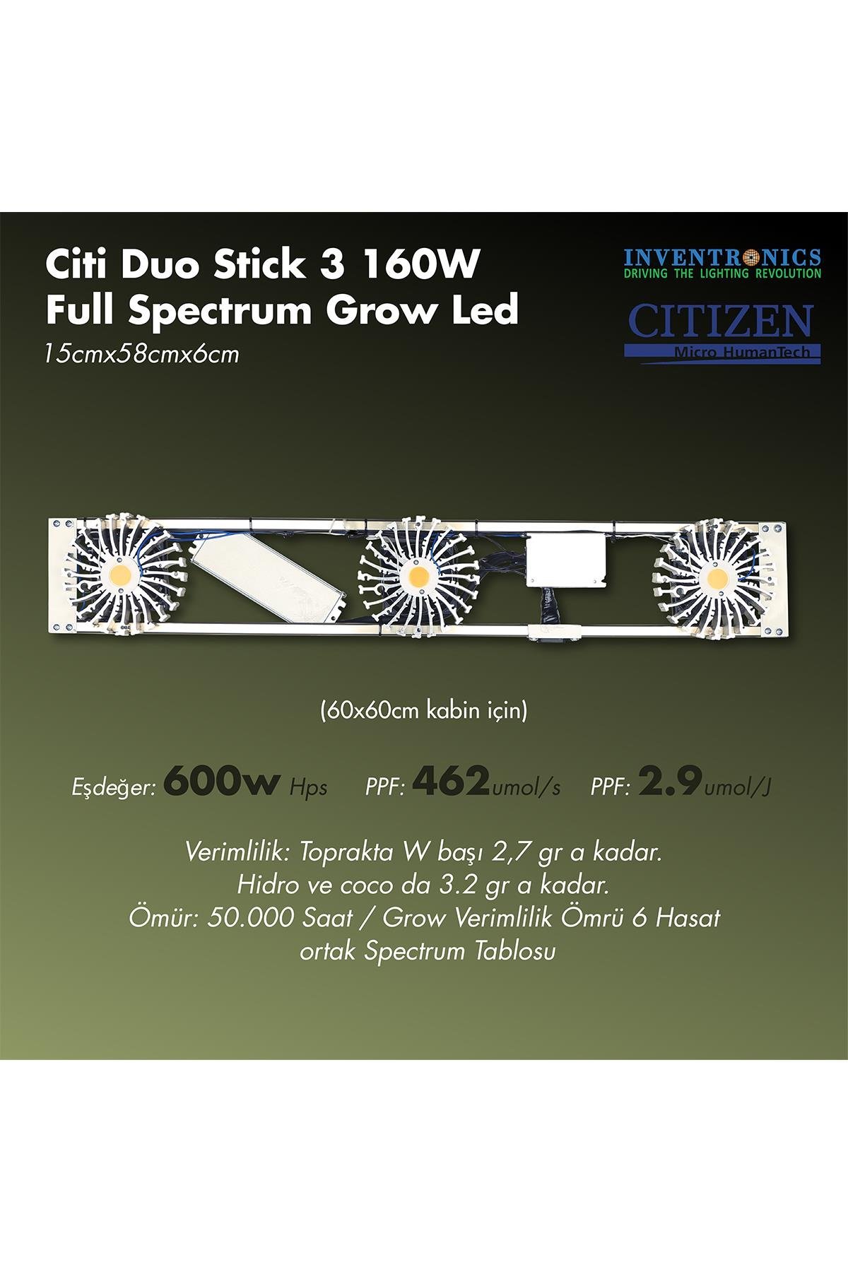 CİTİ 3 DUO STİCK 160W Full Spectrum Grow Led Lamba