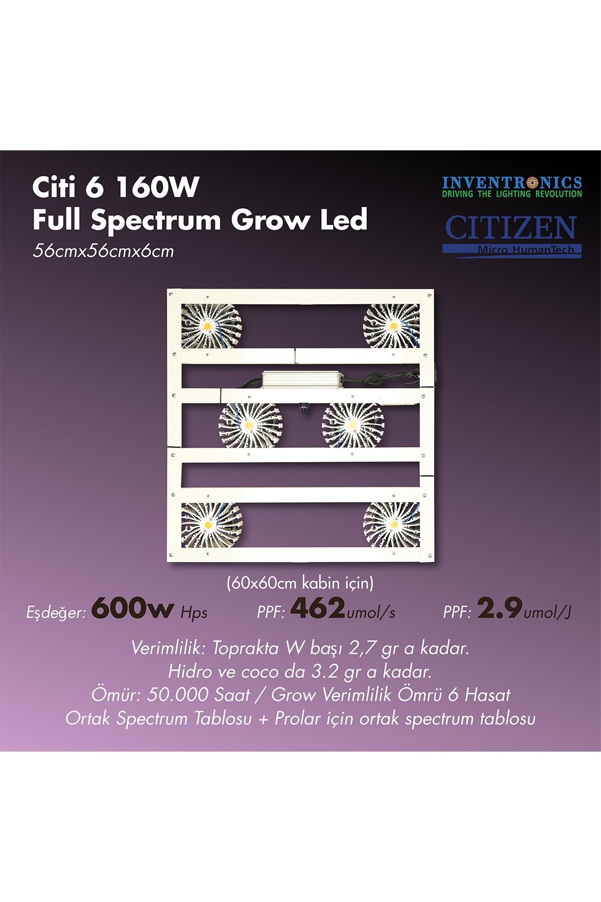 CİTİ 6 160W Full Spectrum Grow Led Lamba