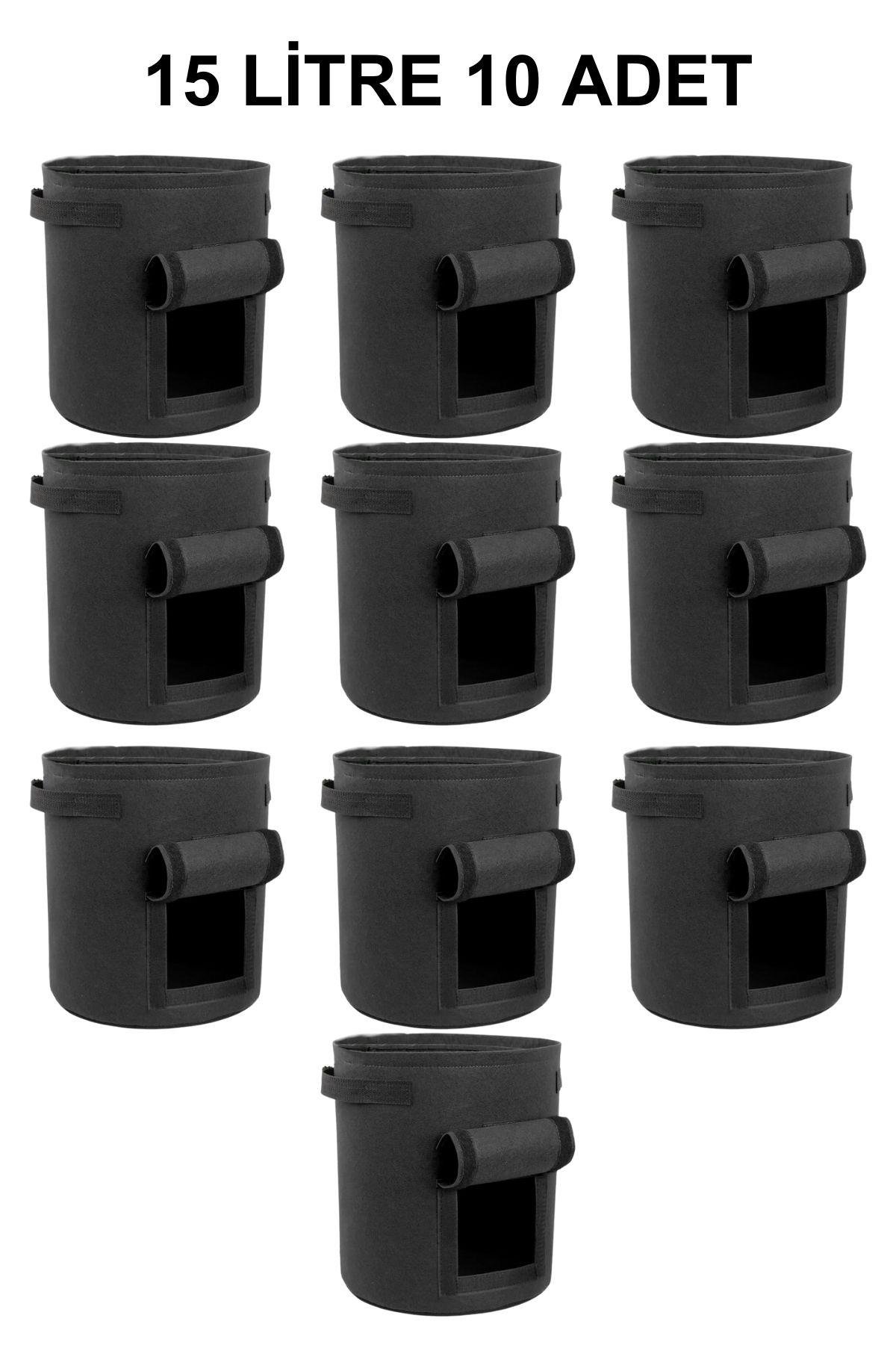 Grow Wizard Pencereli Kumaş Saksı Pot 15 Litre 10 Adet