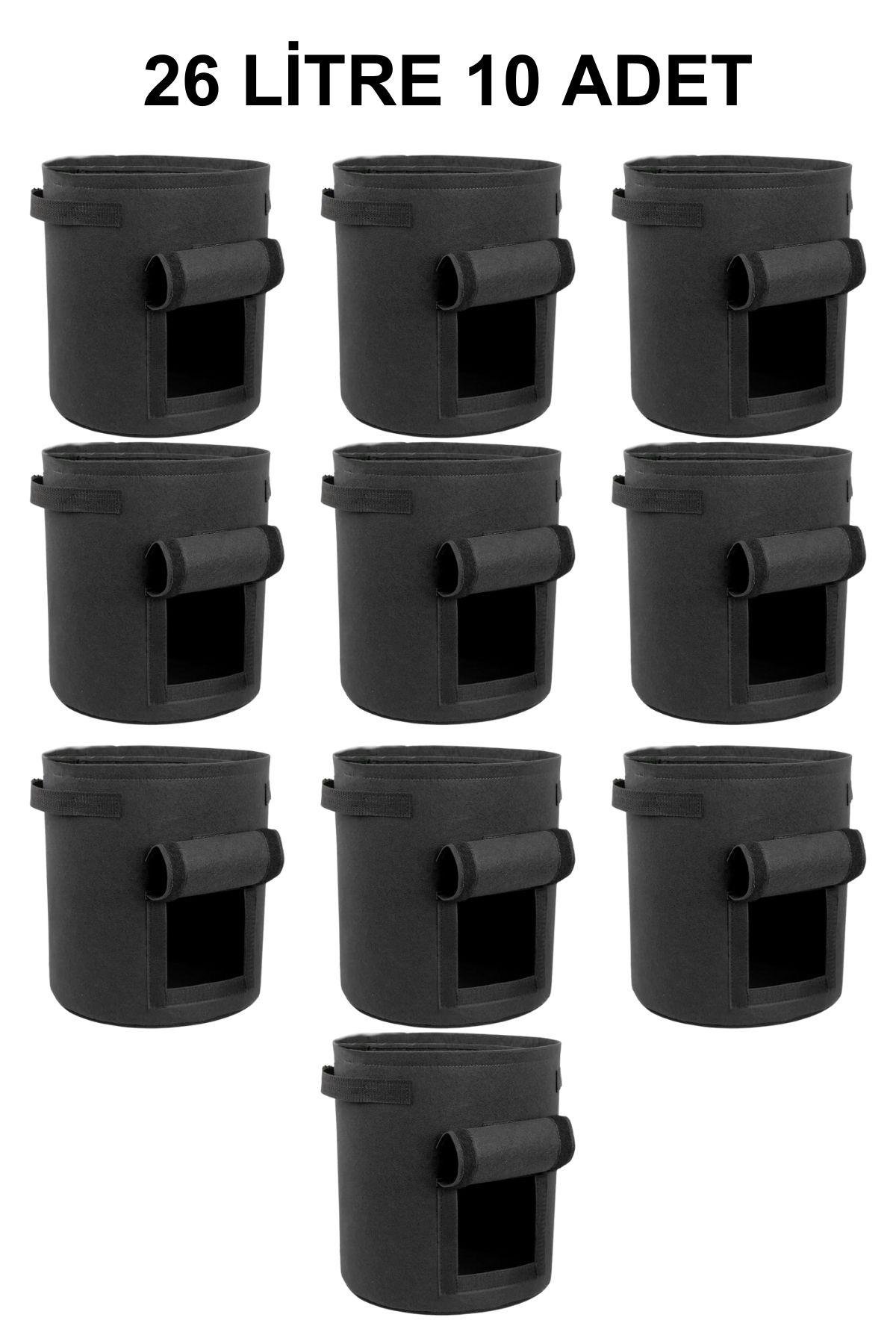 Grow Wizard Pencereli Kumaş Saksı Pot 26 Litre 10 Adet