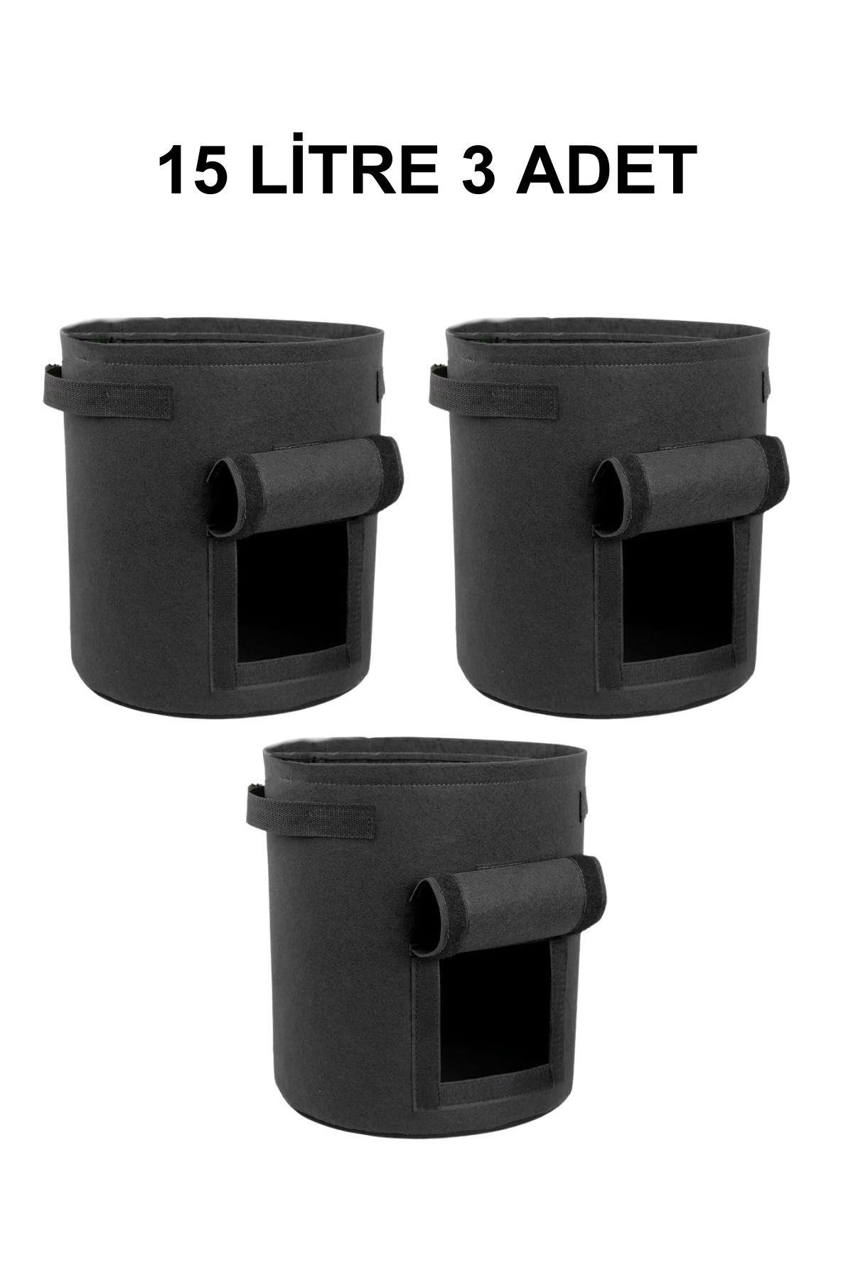 Grow Wizard Pencereli Kumaş Saksı Pot 15 Litre 3 Adet