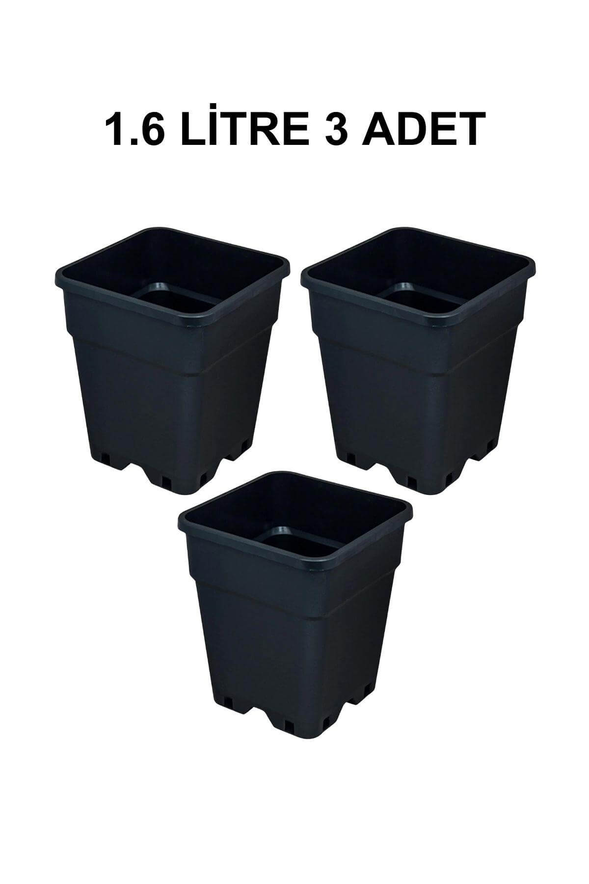 Grow Wizard Plastik Kare Saksı 1.6 Litre 3 Adet