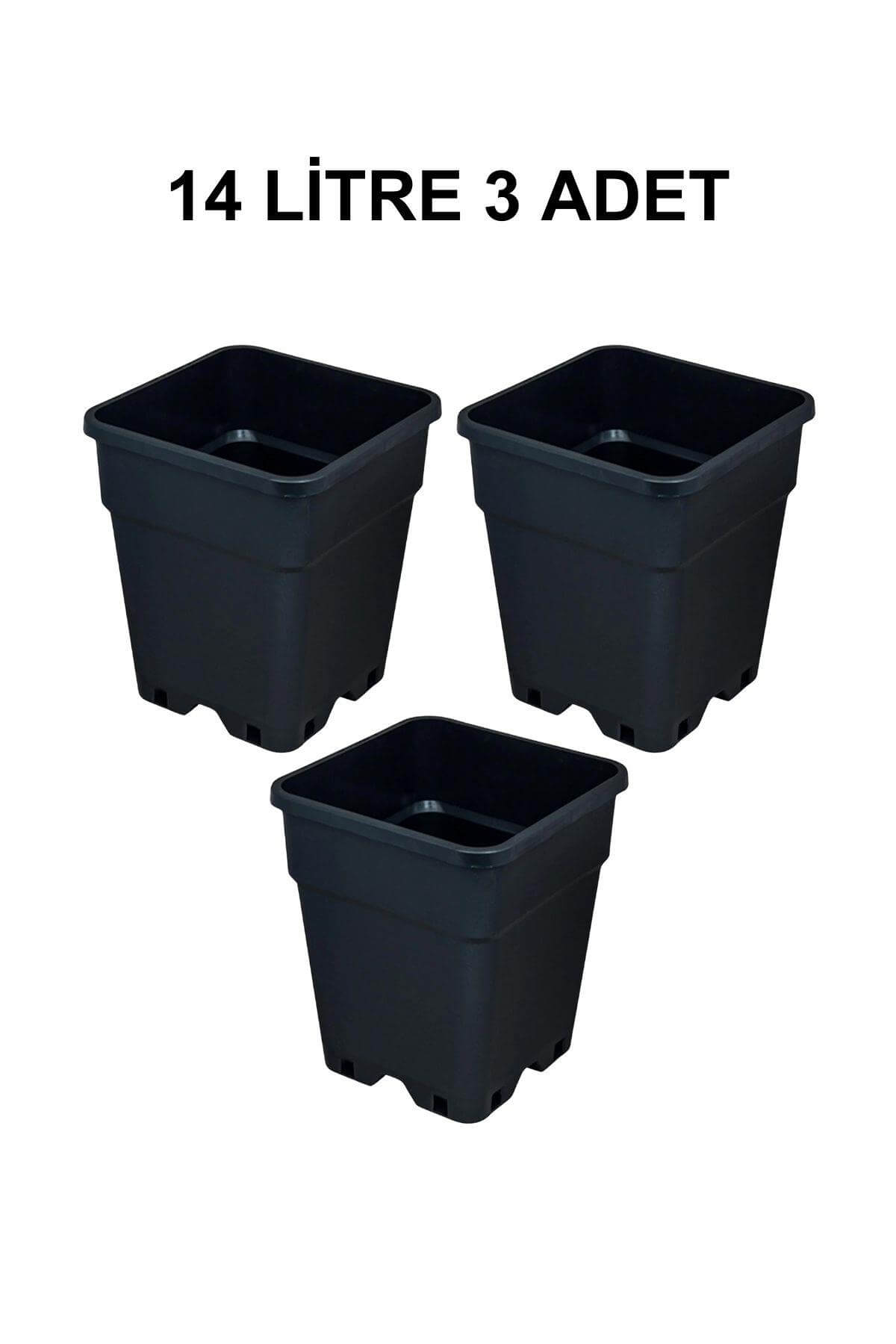 Grow Wizard Plastik Kare Saksı 14 Litre 3 Adet