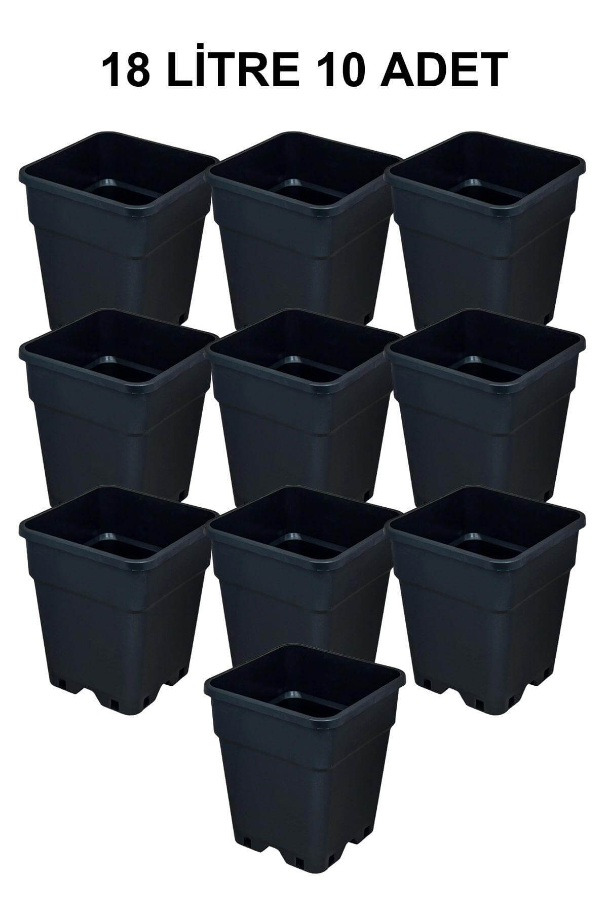 Grow Wizard Plastik Kare Saksı 18 Litre 10 Adet