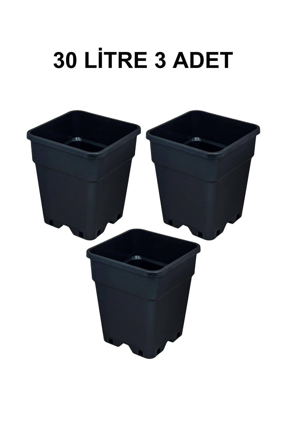 Grow Wizard Plastik Kare Saksı 30 Litre 3 Adet