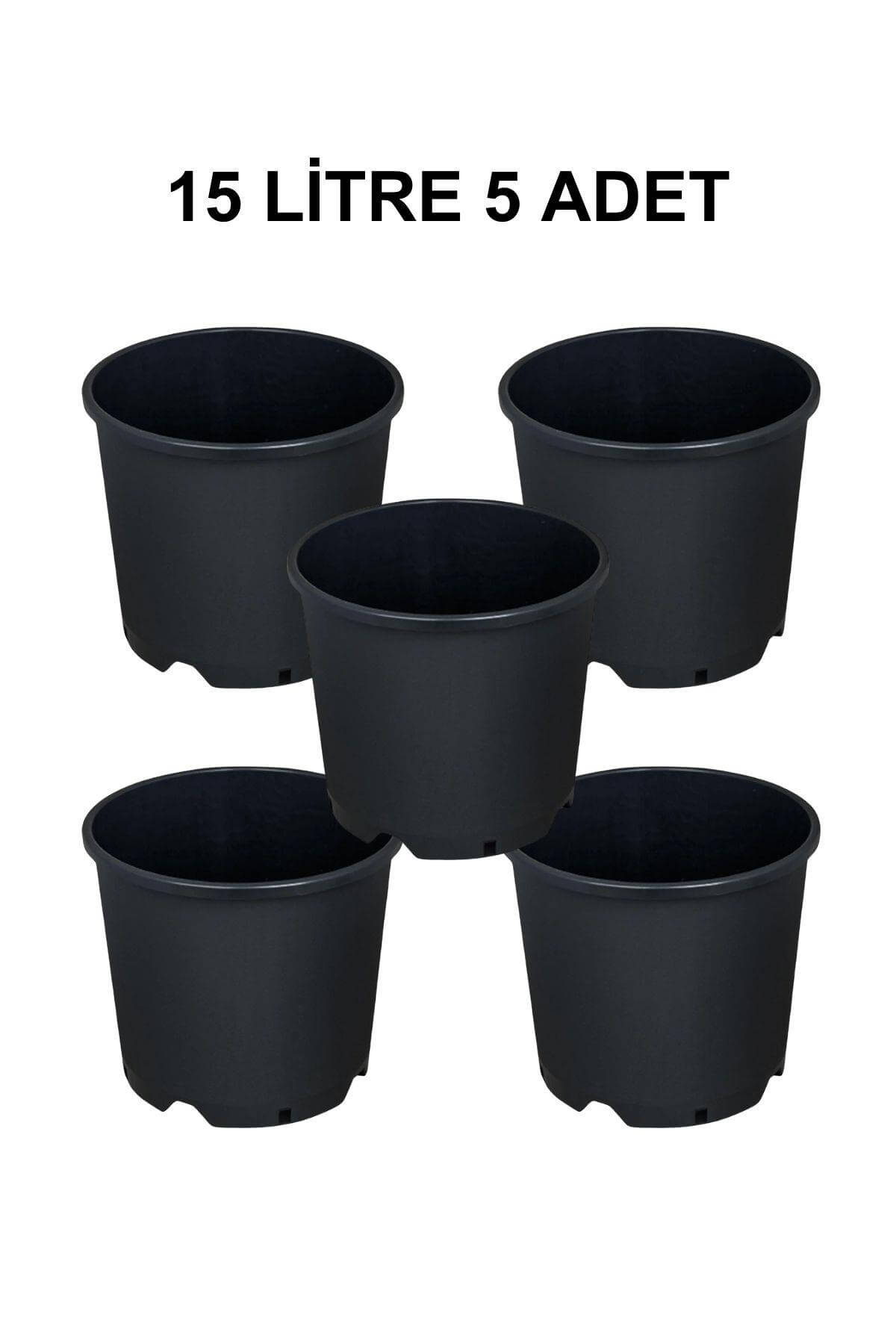 Grow Wizard Plastik Yuvarlak Saksı 15 Litre 5 Adet