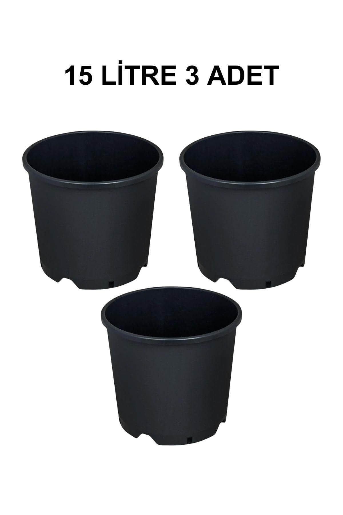 Grow Wizard Plastik Yuvarlak Saksı 15 Litre 3 Adet