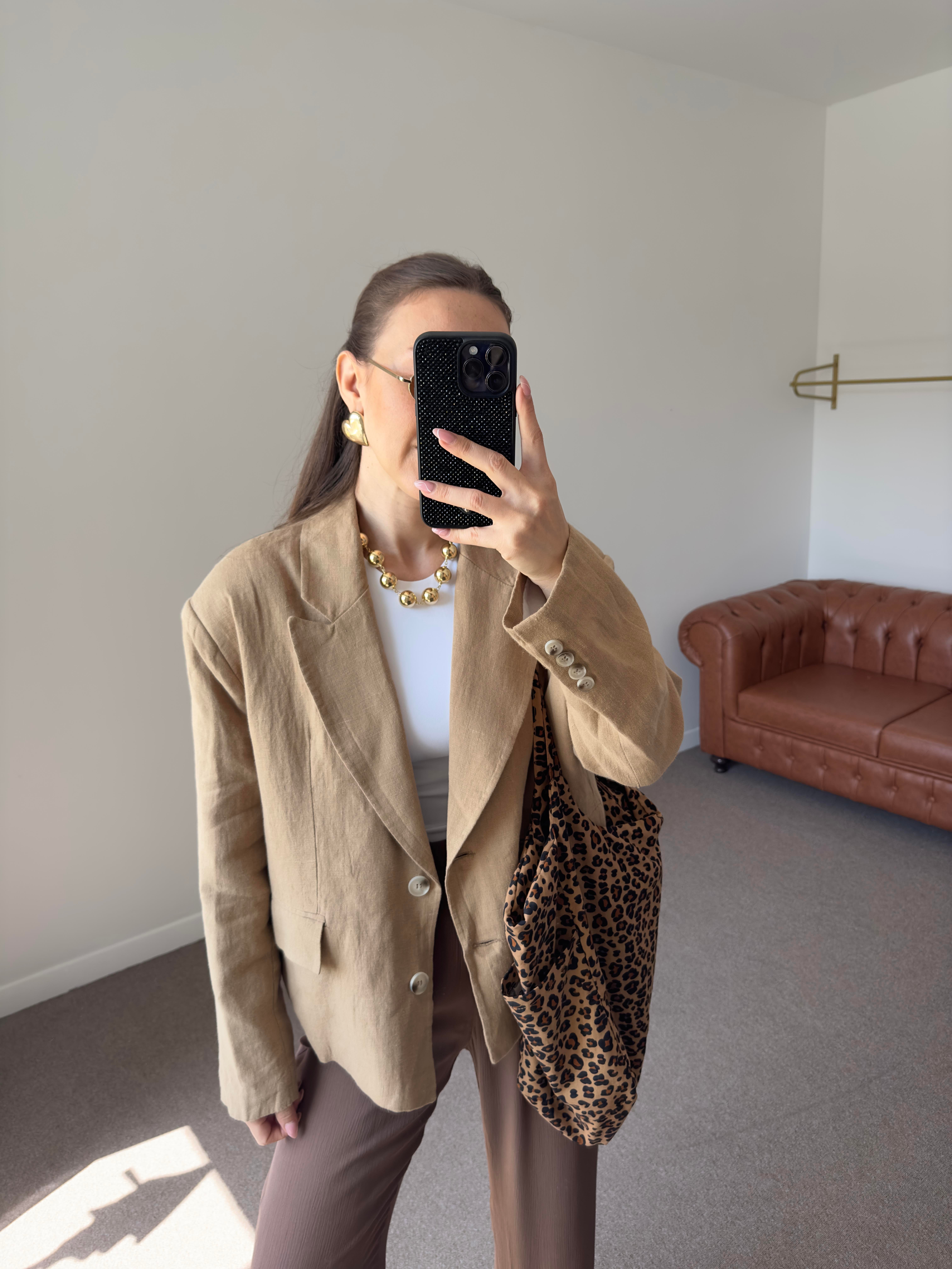 CAMEL ASTARLI %100 KETEN BLAZER CEKET