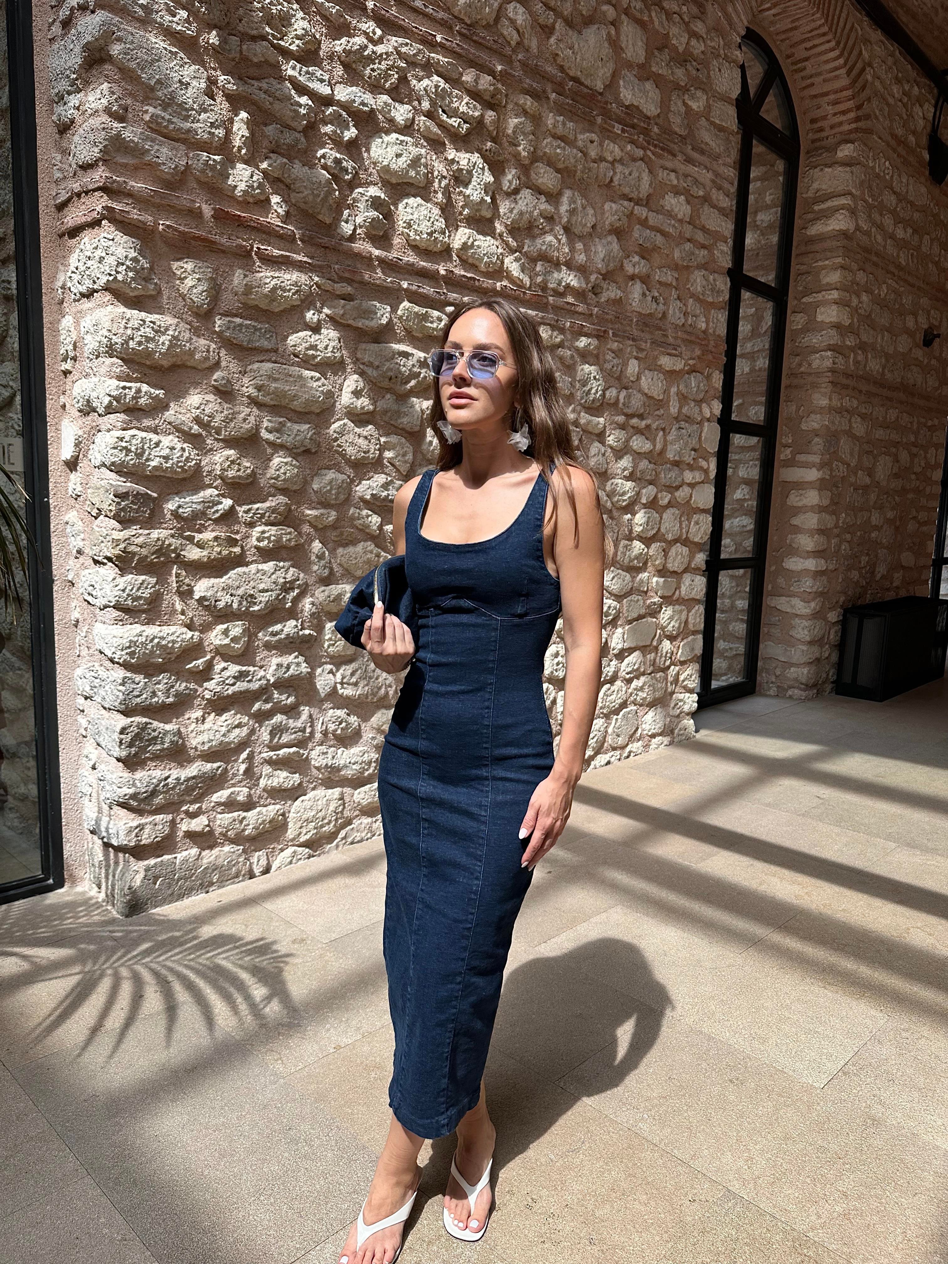 MARKA MODEL KALIN ASKILI DENİM ELBİSE