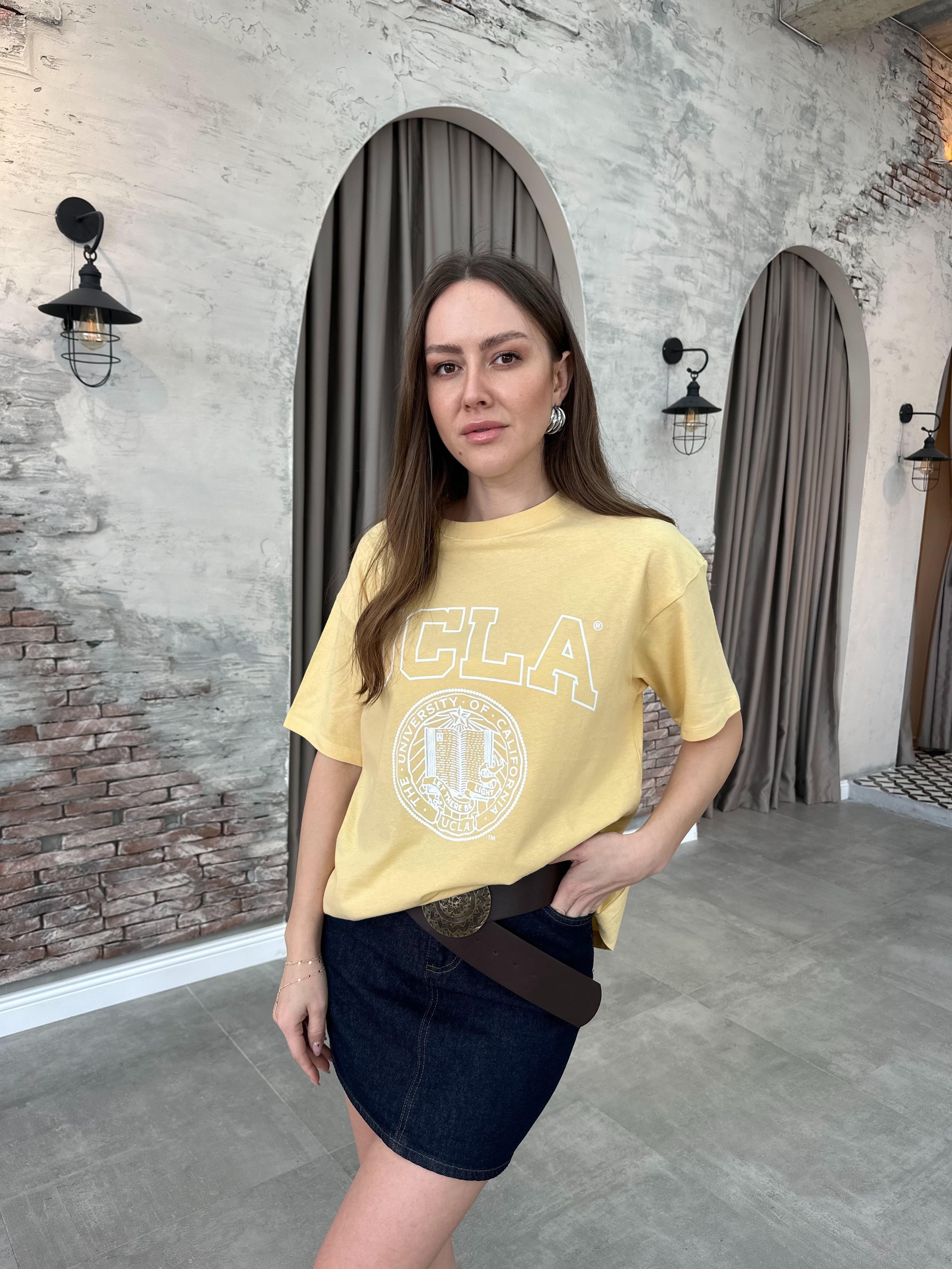 Sarı Ucla Baskılı Basic T-shirt
