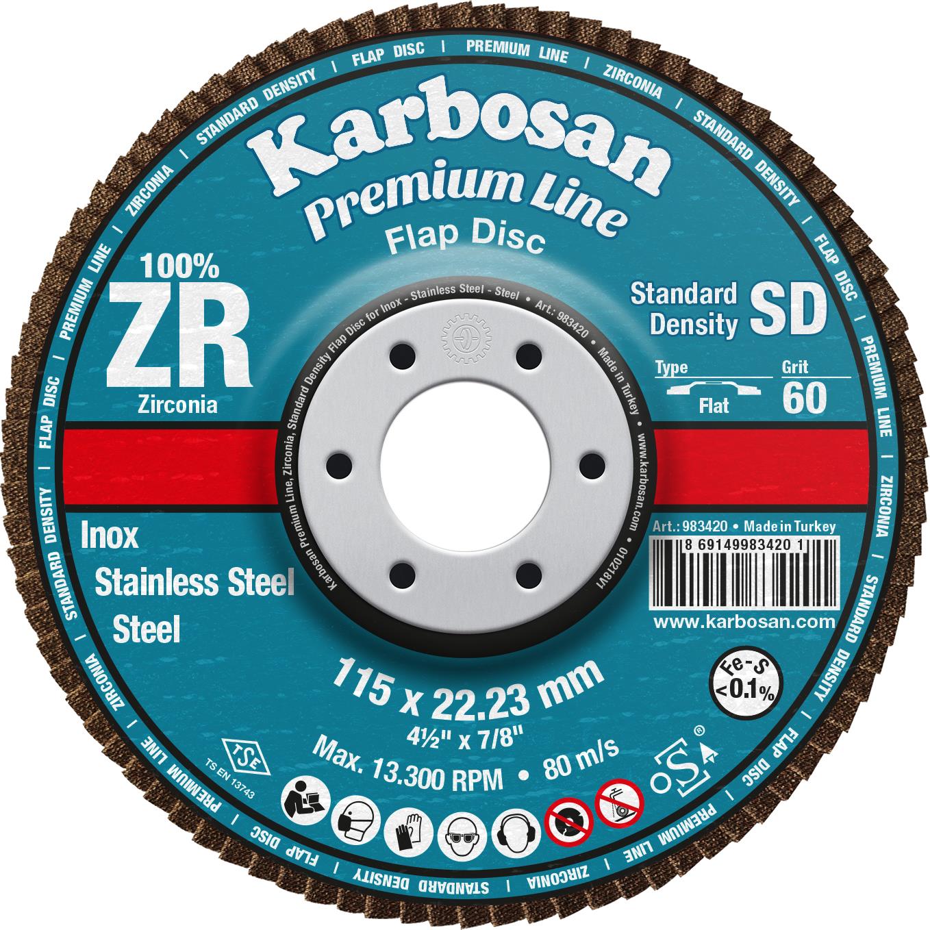 115MM ZXPR22 60 KUM SD KONIK KARBOSAN FLAP DISK