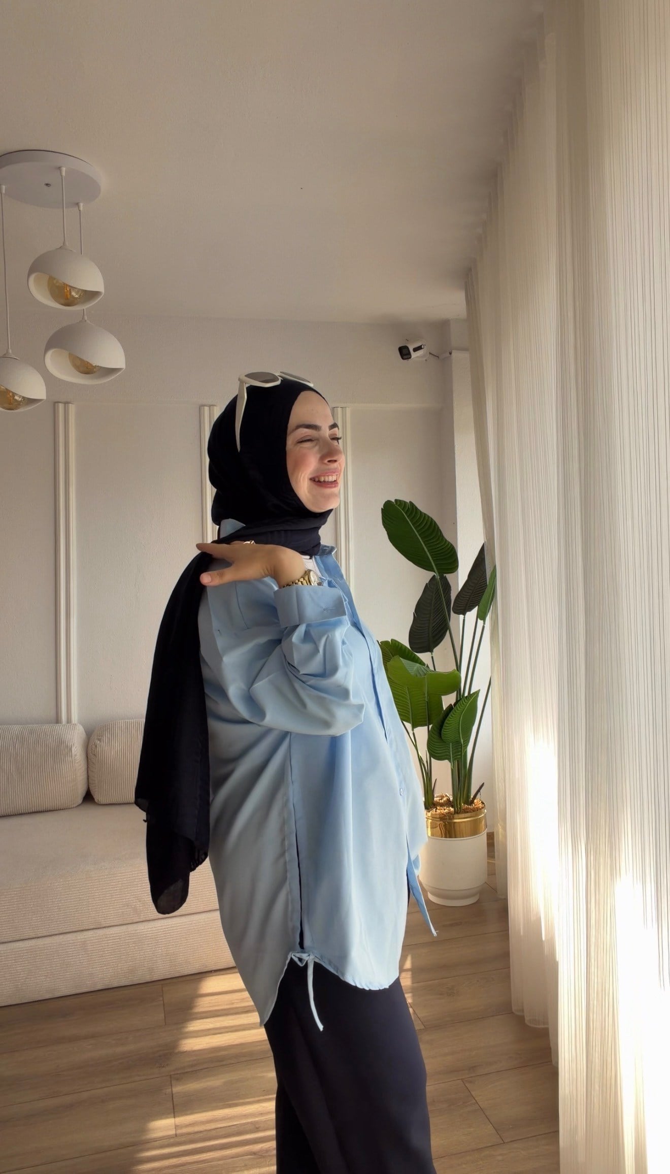 BEBE MAVİSİ OVERSİZE GÖMLEK