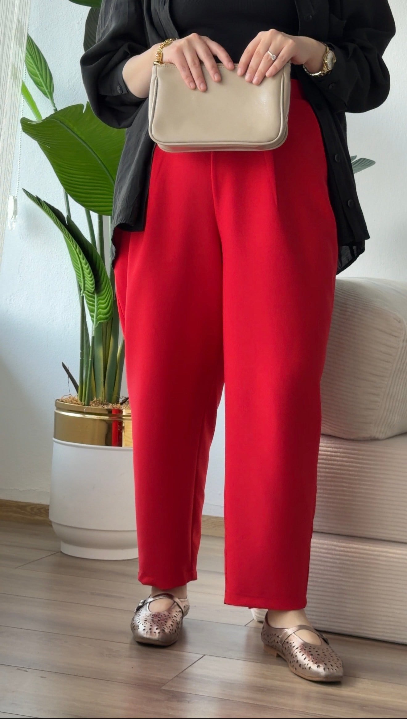 KIRMIZI ŞALVAR PANTALON 