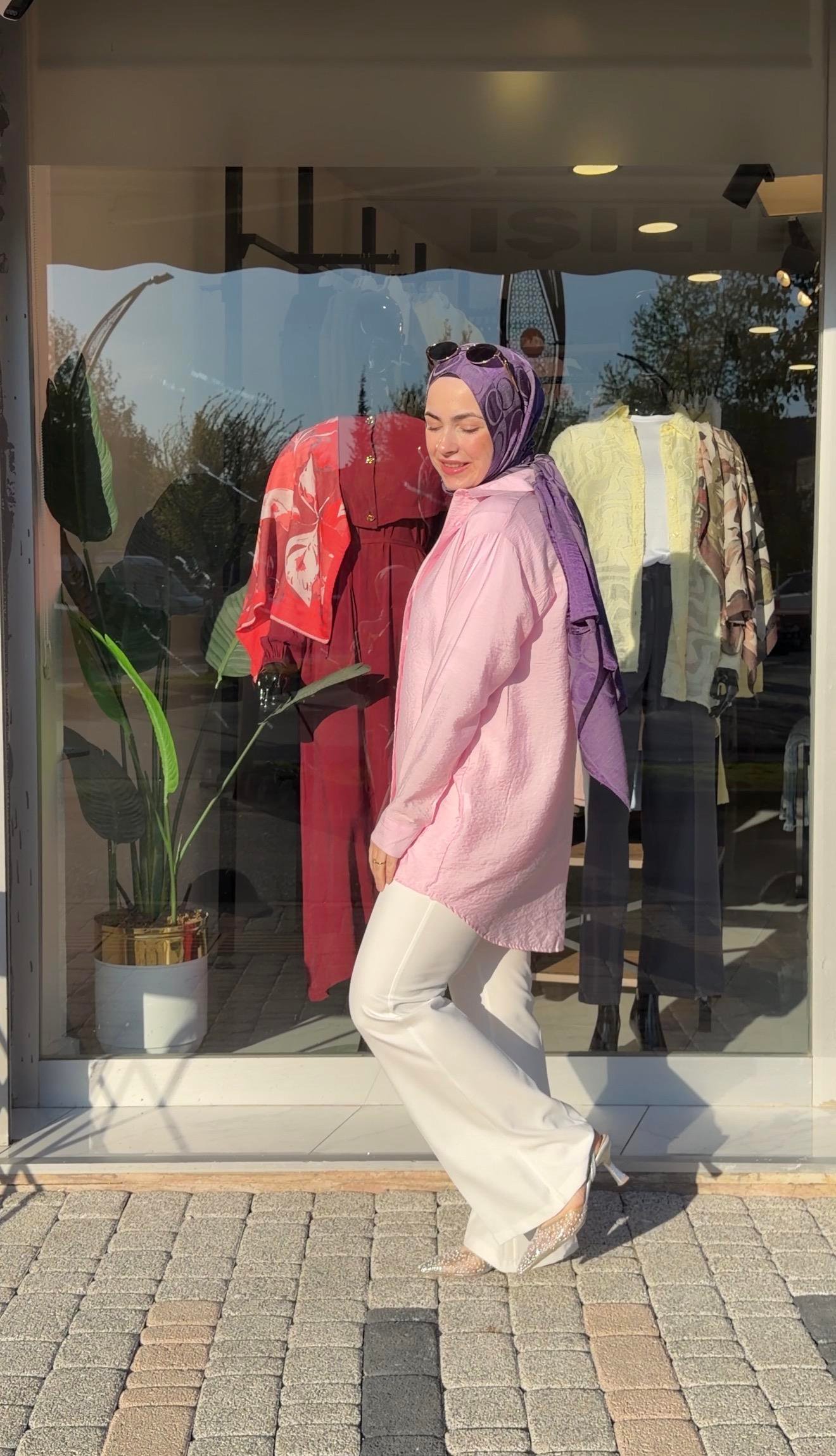 PEMBE  RENK KETEN GÖMLEK 