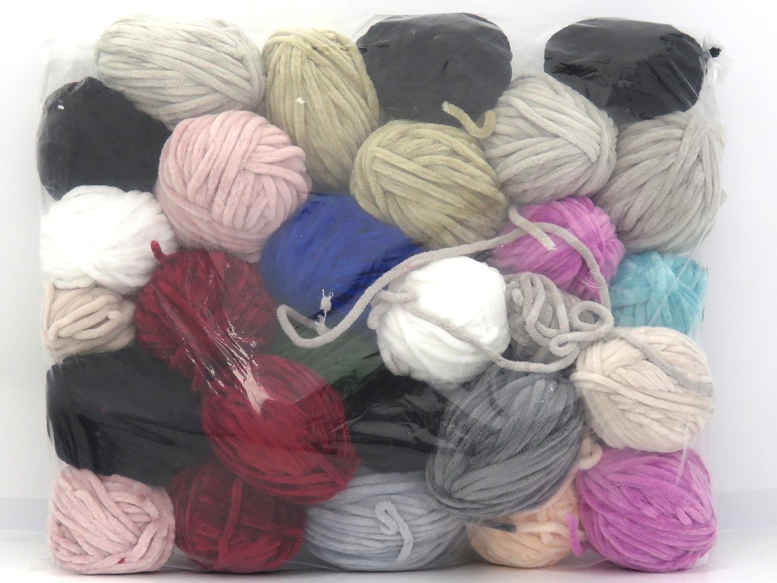 1000 gr ICE YARNS Leftover Chenille Yarns MIXED LOT (100% MicroFiber) Yarn Multicolor