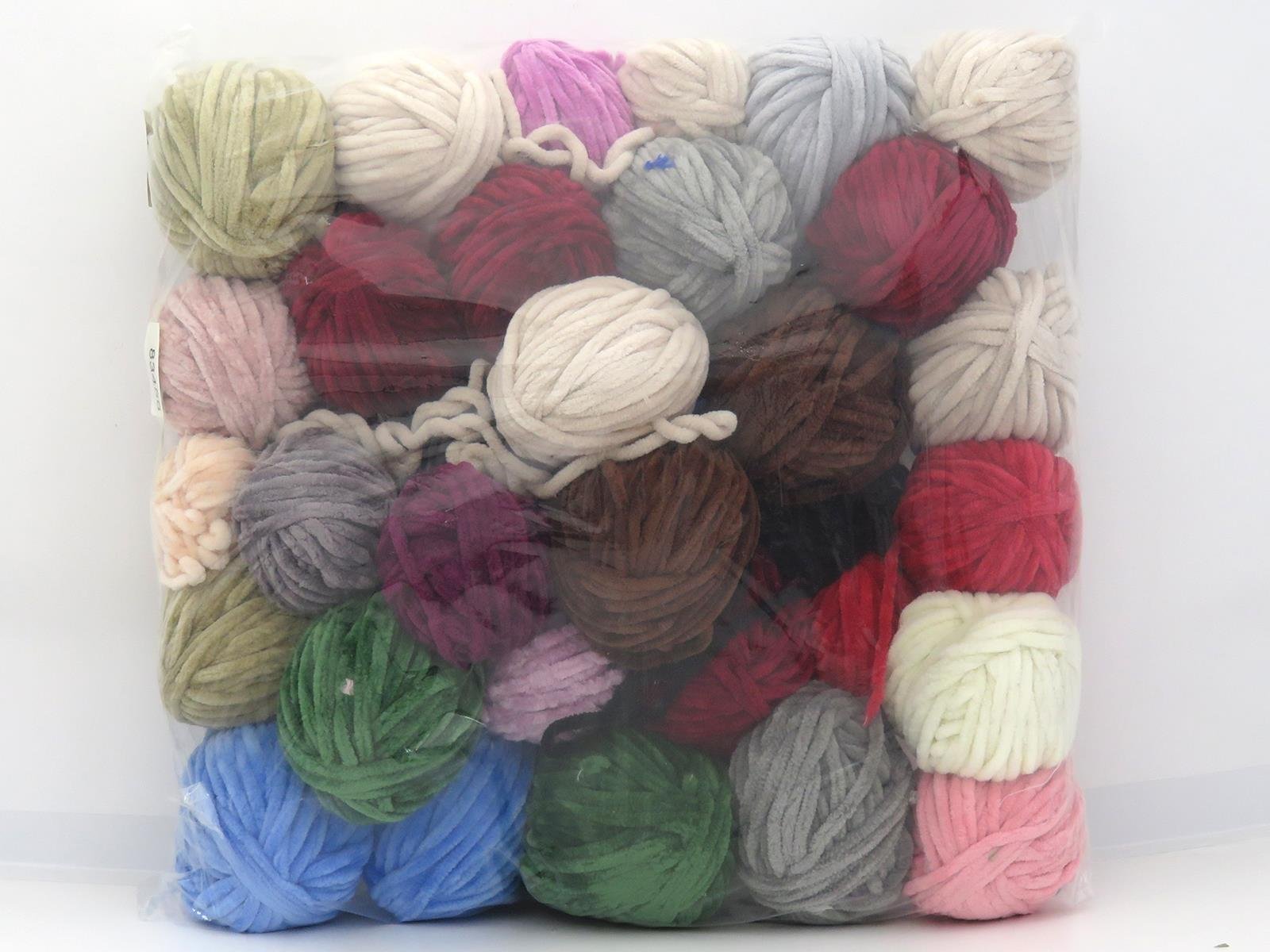1120 gr ICE YARNS Leftover Chenille Yarns MIXED LOT (100% MicroFiber) Yarn Multicolor