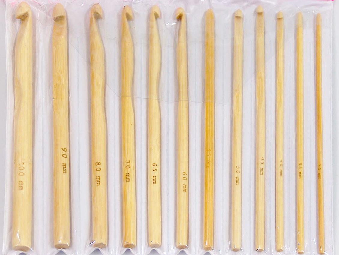 12 Sizes Bamboo Crochet Hook Set .
