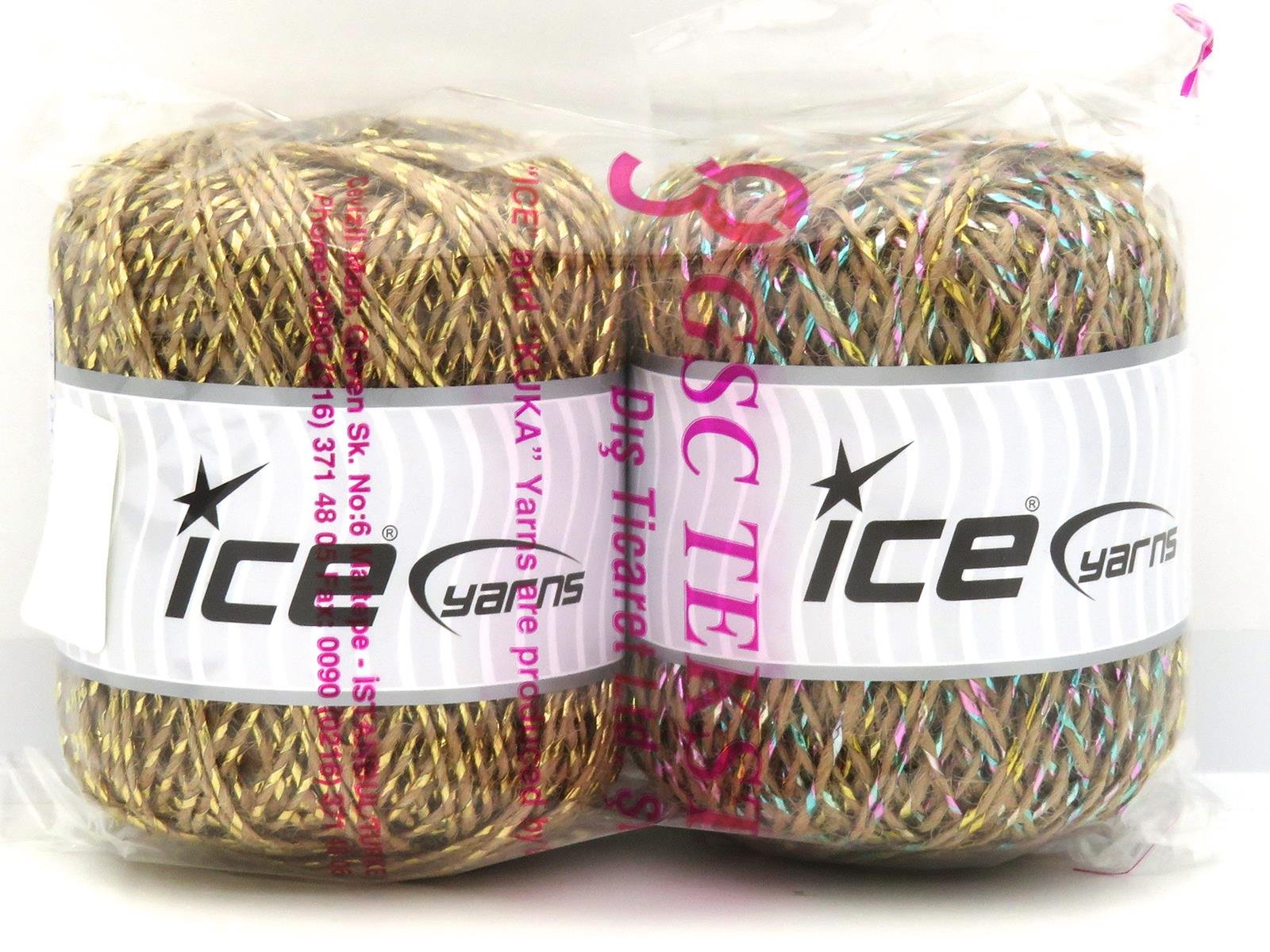 120 gr ICE YARNS Metallic Lurex Types MIXED LOT Hand Knitting Yarn Multicolor