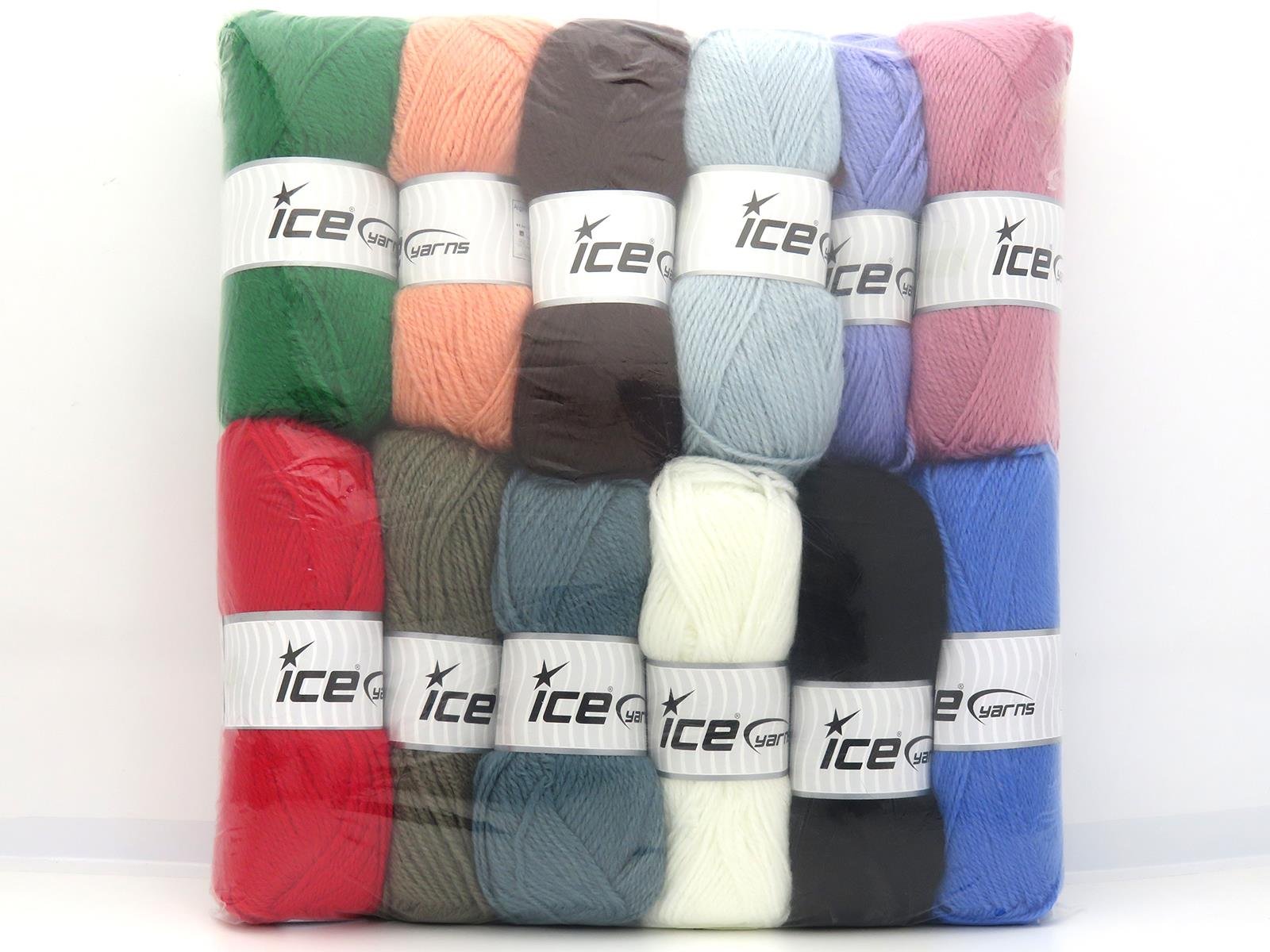 1200 gr ICE YARNS Angora Luxe Yarns MIXED LOT (10% Mohair 15% Wool) Yarn Multicolor