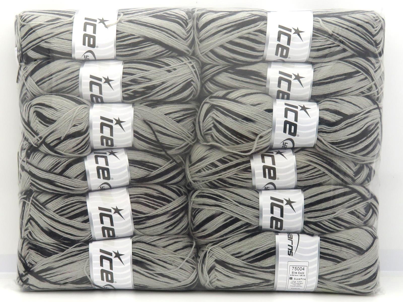 1200 gr ICE YARNS Elite Sock Yarns MIXED LOT (75% Superwash Wool) Yarn Multicolor