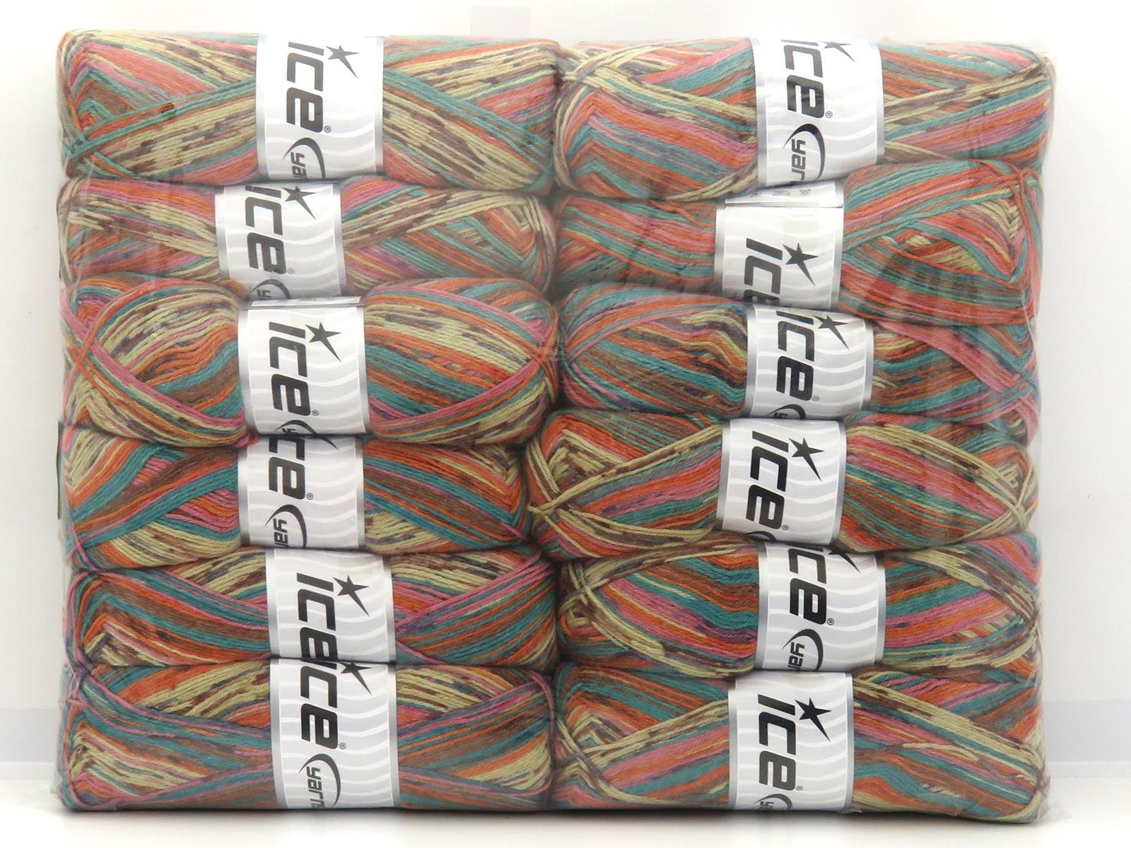 1200 gr ICE YARNS Multicolor Sock Yarns MIXED LOT (75% Superwash Wool) Yarn Multicolor