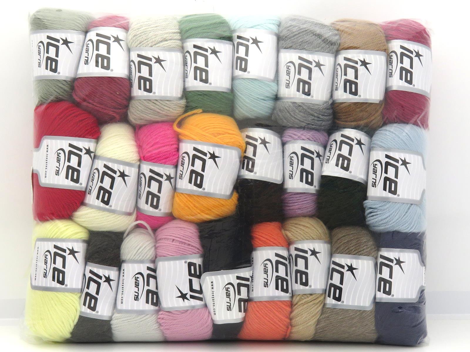1340 gr ICE YARNS Baby Alpaca Yarns MIXED LOT (55% Baby Alpaca 45% Superwash Extrafine Merino Wool) Yarn Multicolor