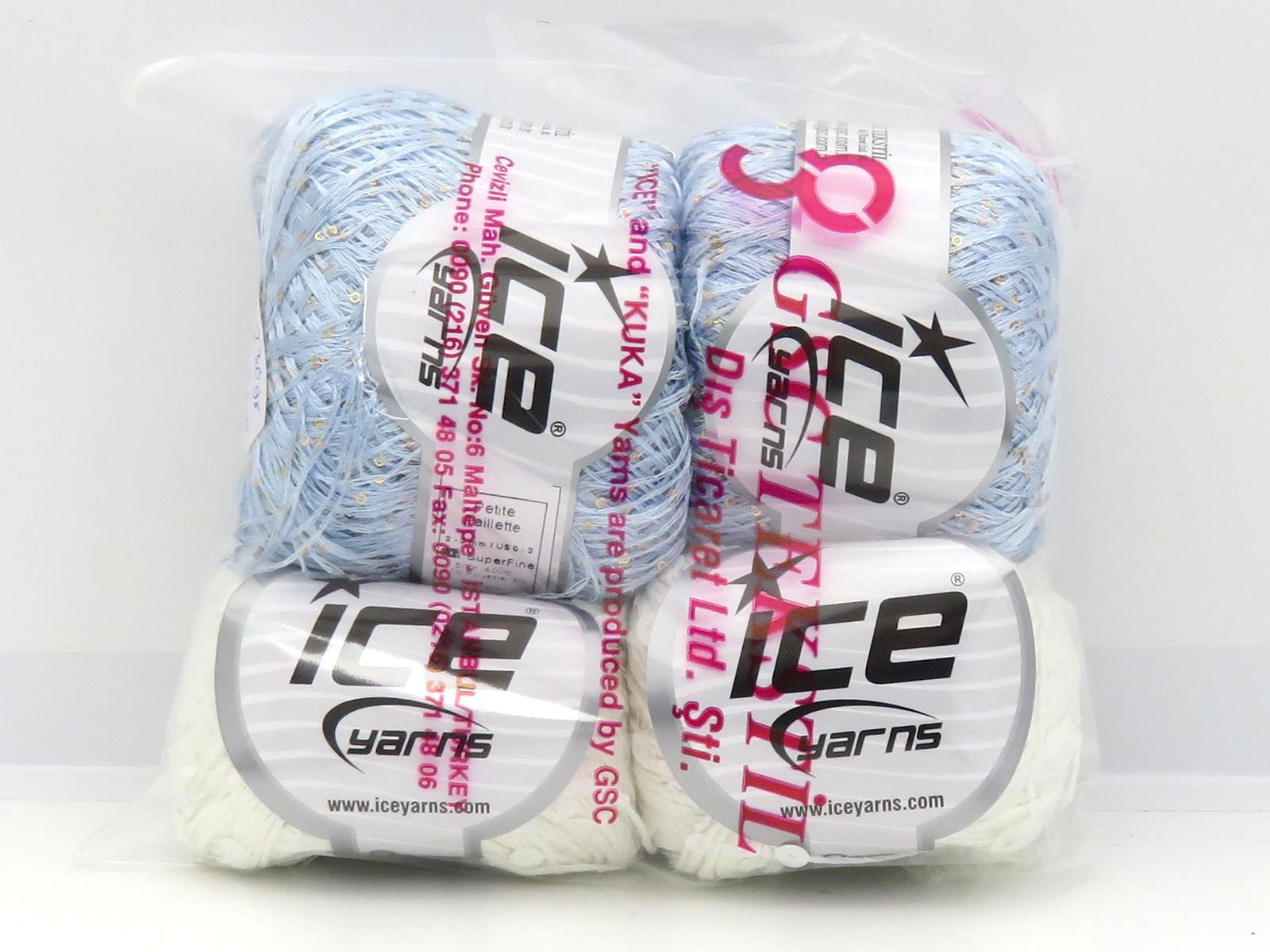 180 gr ICE YARNS Paillette Yarns MIXED LOT Hand Knitting Yarn Multicolor